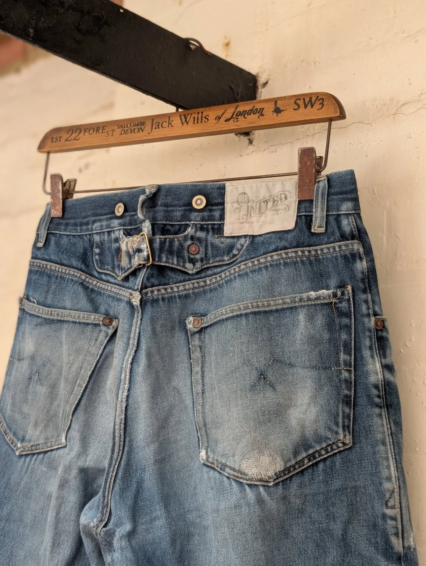 Faded examples of jeans that Tom has worn over the years will be displayed at The Makers Loft pop up this weekend, join us round the corner from @union_vtg and above @theneighborhood_subs from 10-5 on Saturday then drinks and pizza 5.30-8. Sunday wil