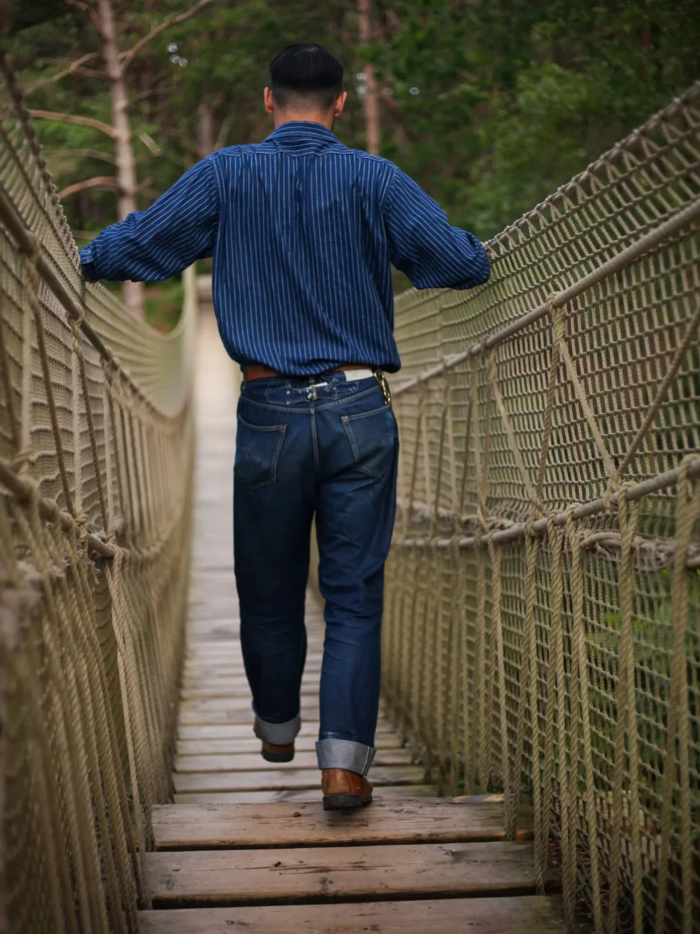 Put your best foot forward in a good pair of boots and our ED-2 jeans 👖 

A Mid Rise and a straight fit gives you plenty of room to tackle any challenge including the longest rope bridge in the UK at The Blue Pool, Wareham (Tom is scared of heights)