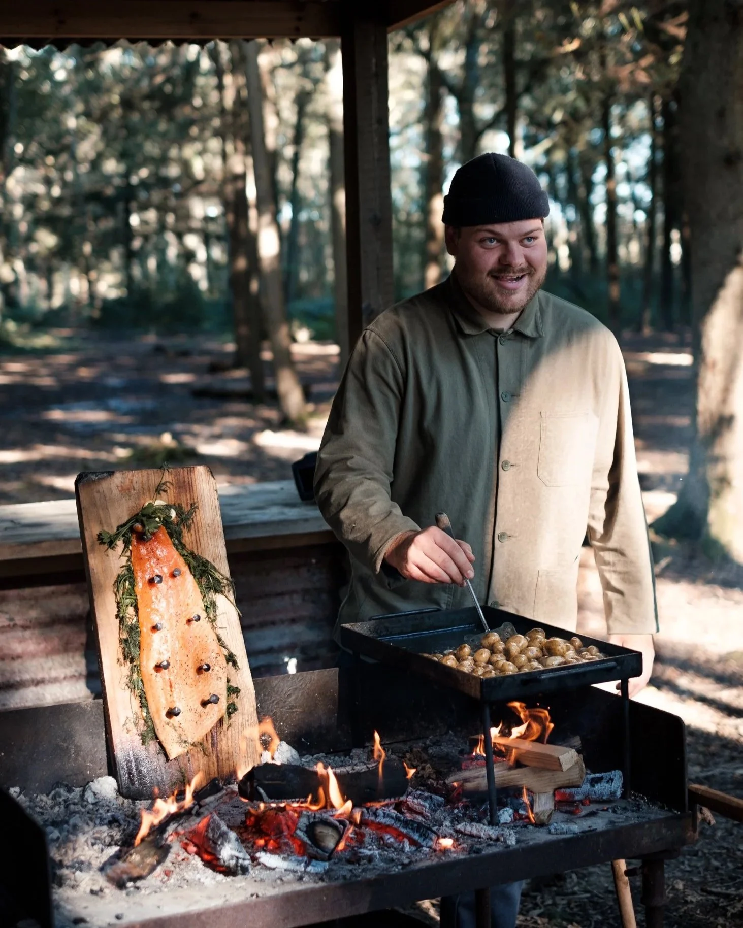 Open fire cooking workshop in a private woodland near Altrincham, Cheshire