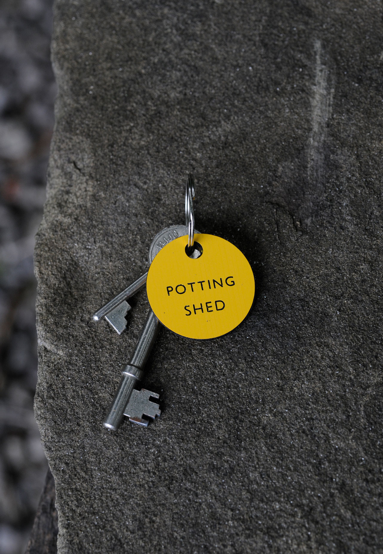 Modernist 'Potting Shed' Keyring, Engraved