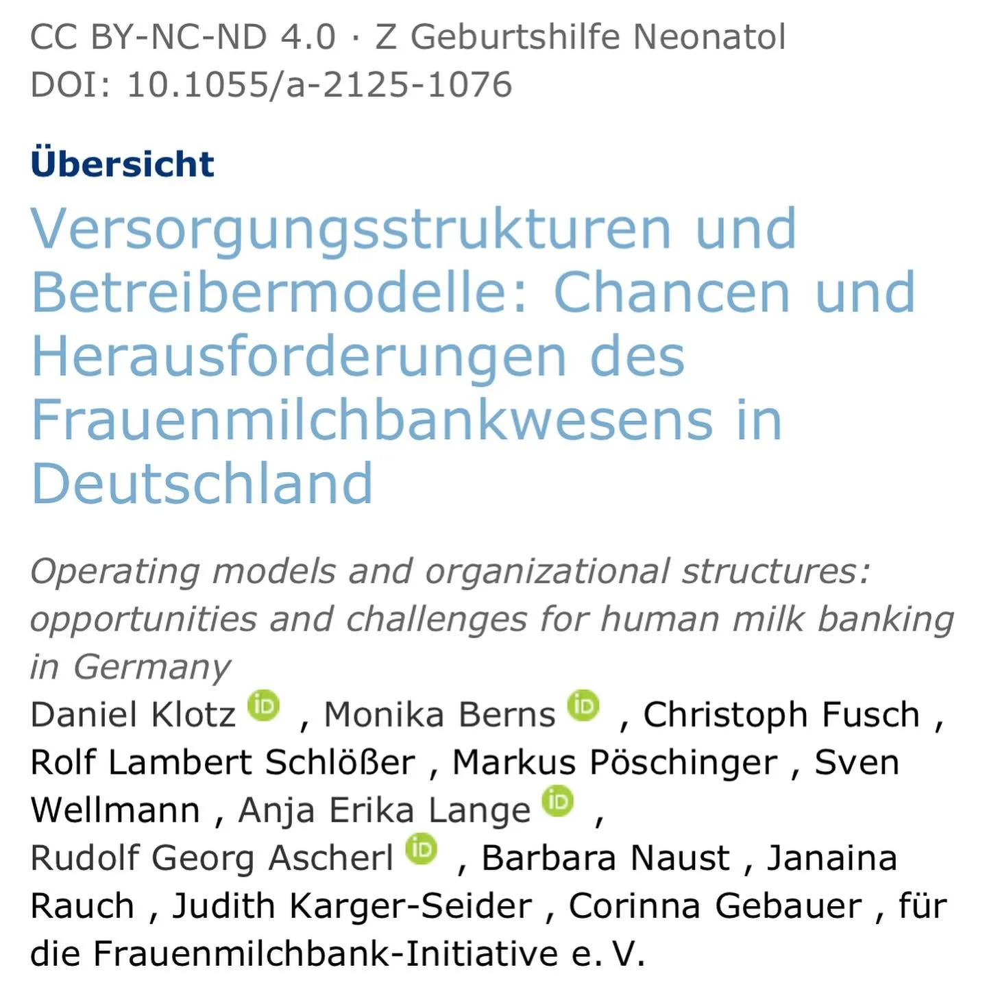 Erster wissenschaftlicher Artikel der FMBI veröffentlicht