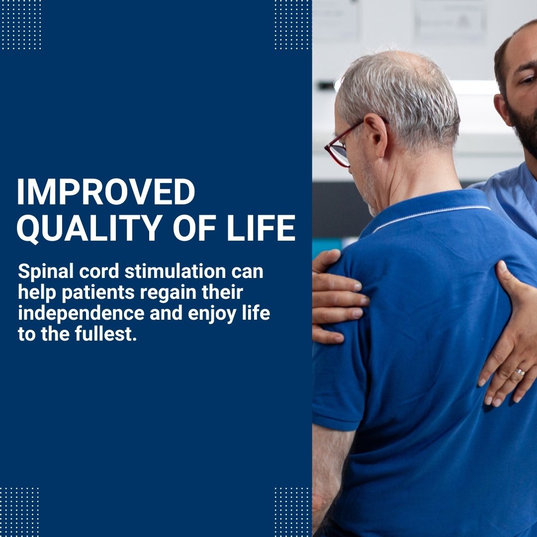 Experience a new lease on life with spinal cord stimulation! 

This innovative therapy can significantly enhance your quality of life by managing chronic pain and restoring independence. 

Embrace the joy of living fully and doing the things you love