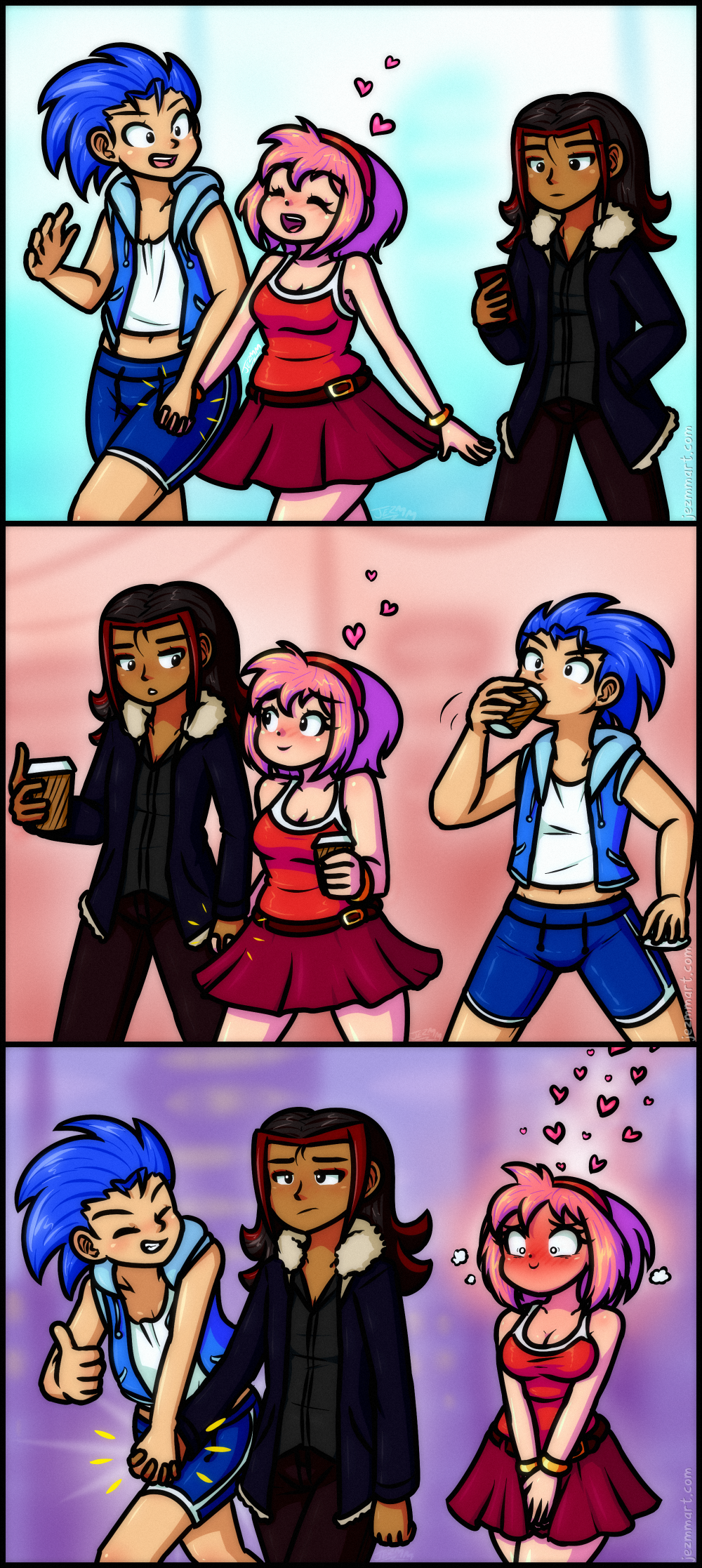 Holding hands with the boys