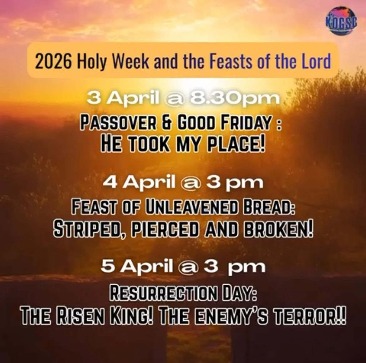 Holy Week Schedule