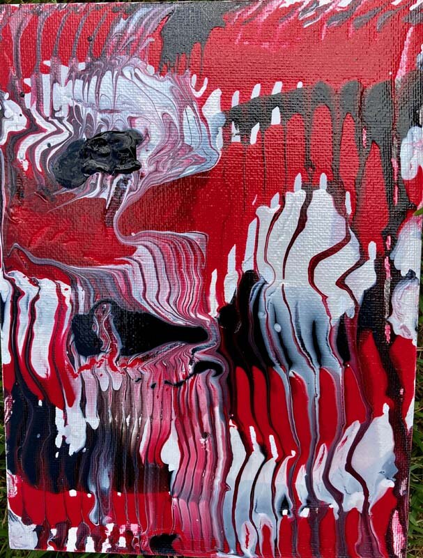Pour, 6" x 8", acrylic on canvas, © 2020