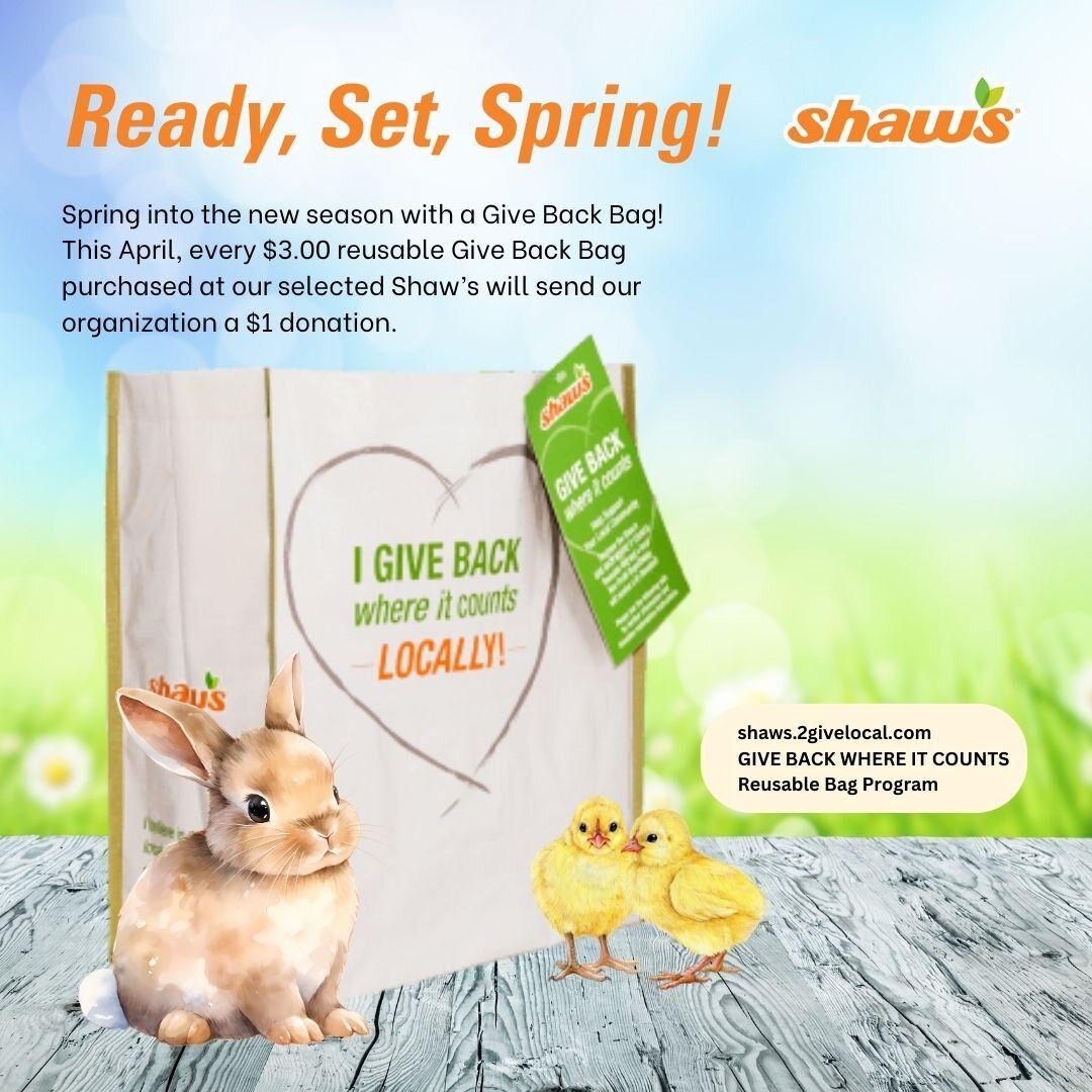 Happy Spring! For the entire month of April, Shaw's of Beverly is giving back to Acord! Buy your re-usable shopping bags and Shaw's will make a donation to Acord Food Pantry!! #fighthunger #community