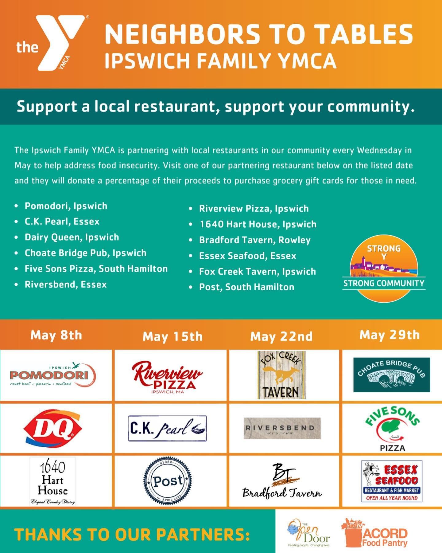 Dine out in May to help us fight food insecurity.