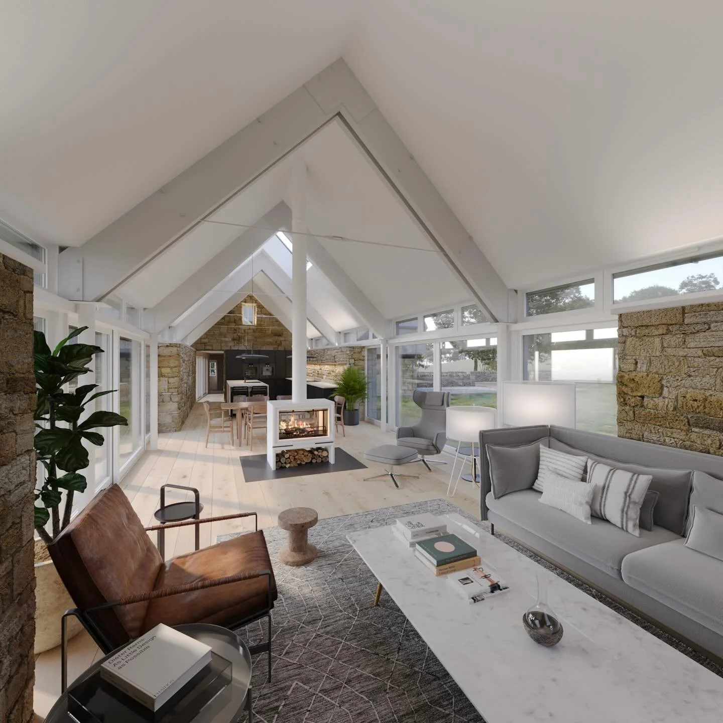 Living |  kitchen | Dining : Steading conversion : Dornoch 

#kitchen #black #modern  #marble #island #kitchenisland #breakfast #breakfastbar  #wood #timber #bespoke #handmade #artisan #steel doors  #myhome #home #interiors #interior #refurb #renovat