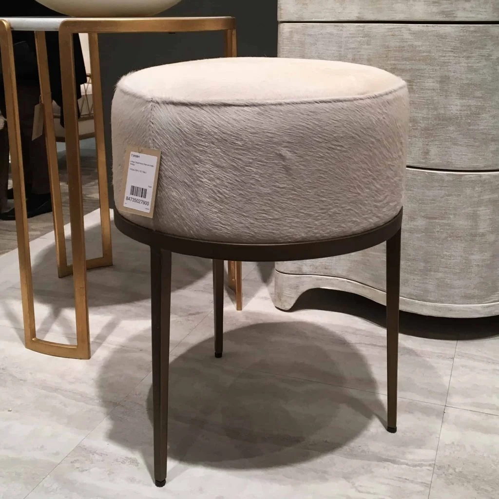 white cowhide stool at las vegas winter market