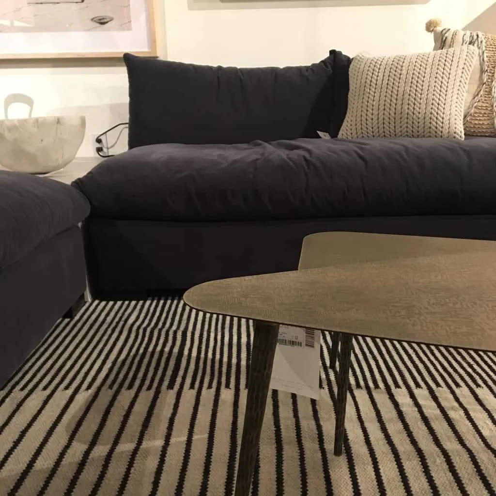 casual velvet sofa with warm metals