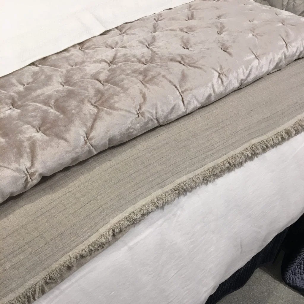 linen and velvet bedding
