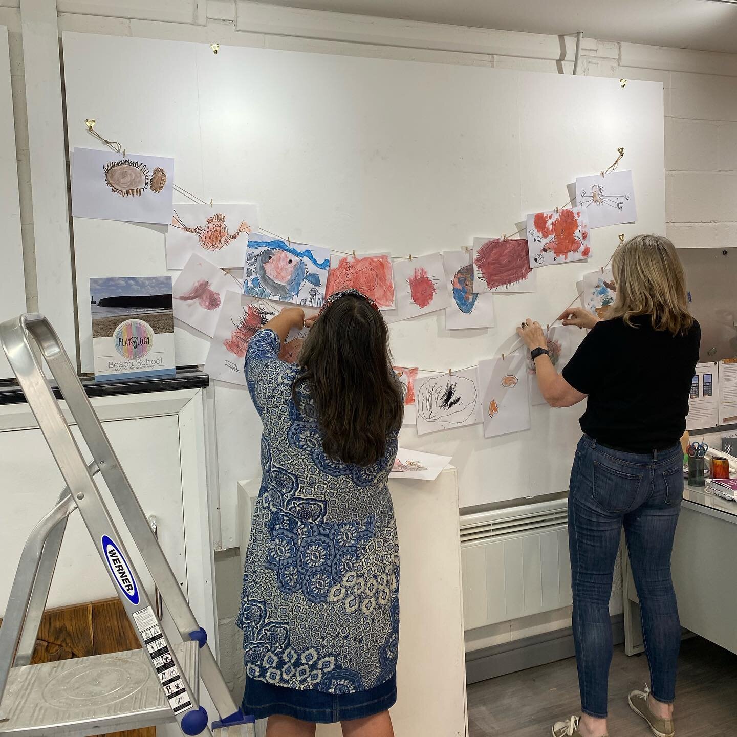 Busy Sunday morning at @east_durham_artists_network Art Block setting up some of our beach schoolers&rsquo; creative works in the art gallery, including our spider crab observations. Big thanks to Jac and Angela for all of their help and support! #be