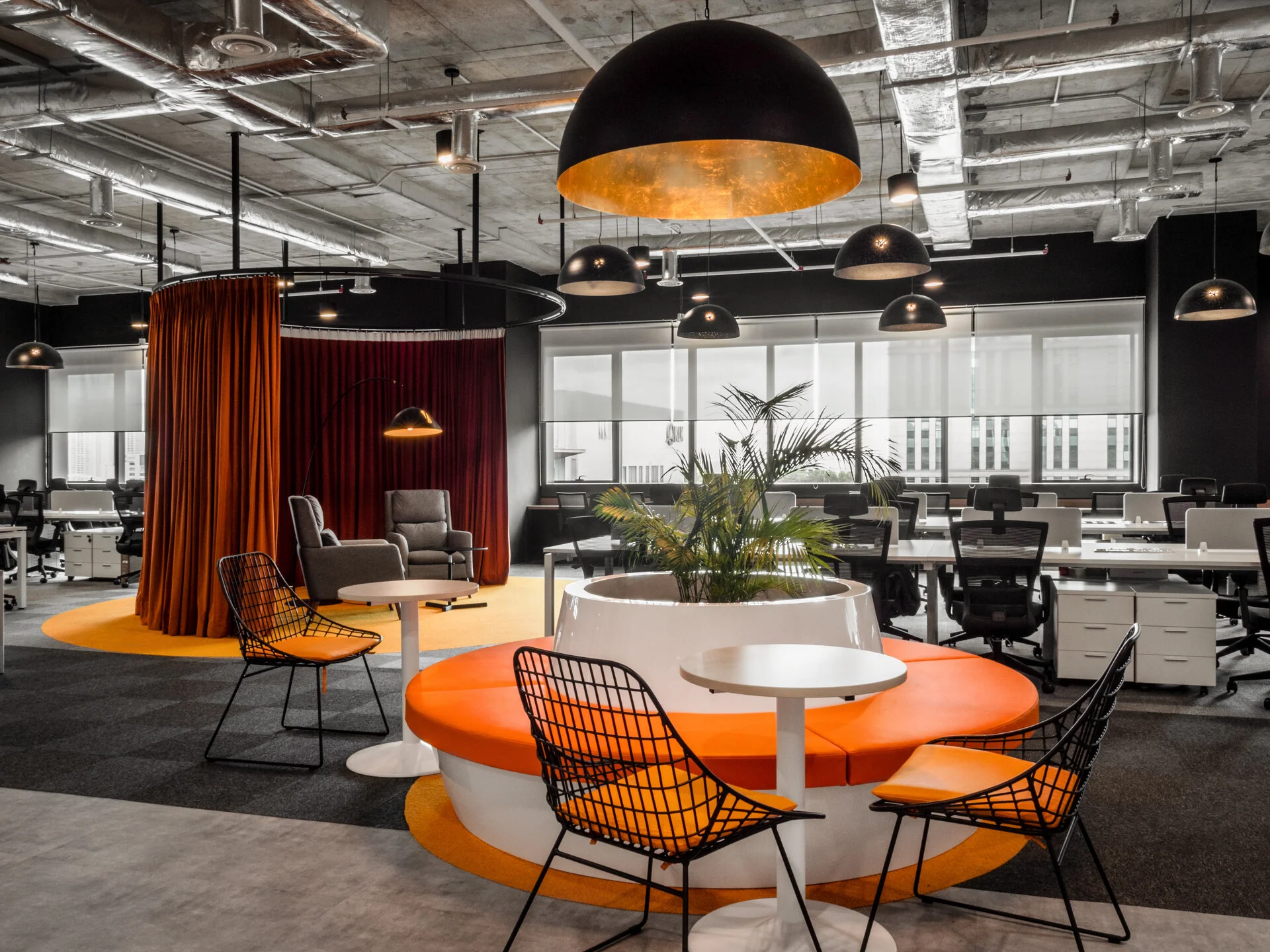   “Collaborative zones are strategically integrated into open plan areas to encourage interaction while private call booths and nooks provide privacy at the same time.”  