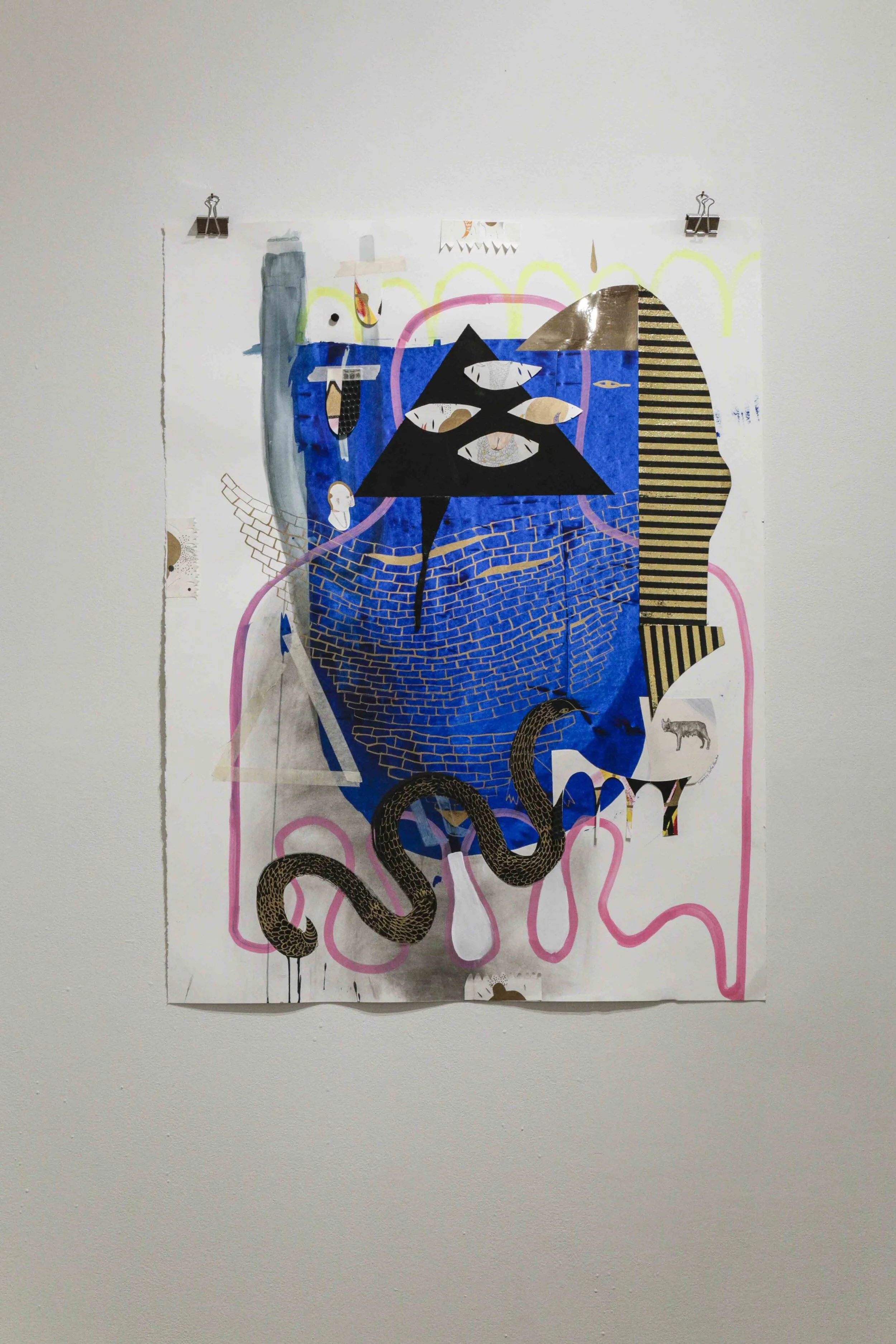  Jackie Milad,  The Flood Six-Hyena  Acrylic, flashe, marker and collage on paper, 50”x42”, 2018 