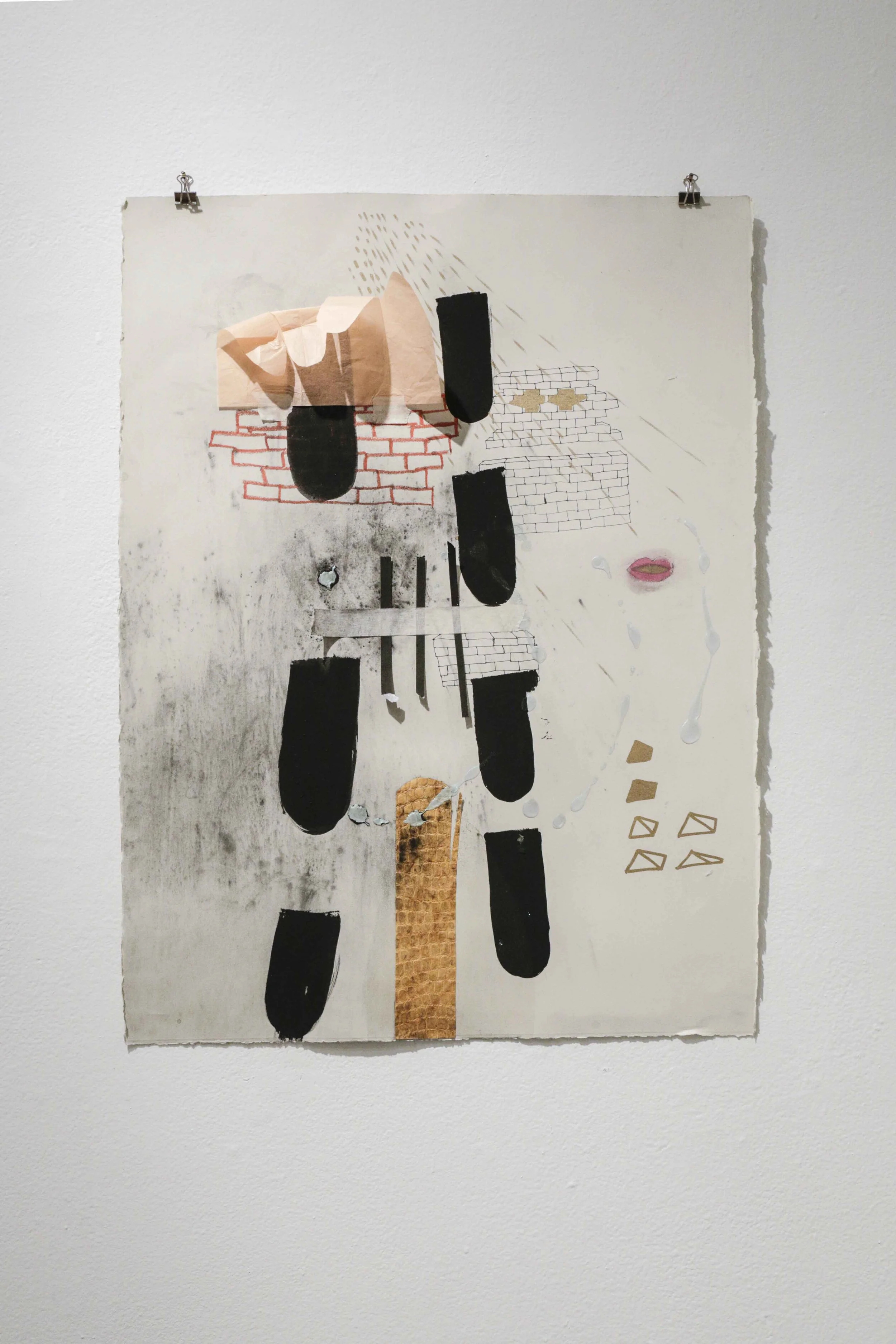  Jackie Milad,  Middle Finger  Acrylic, flashe, marker and collage on paper, 30” x 22”, 2018 