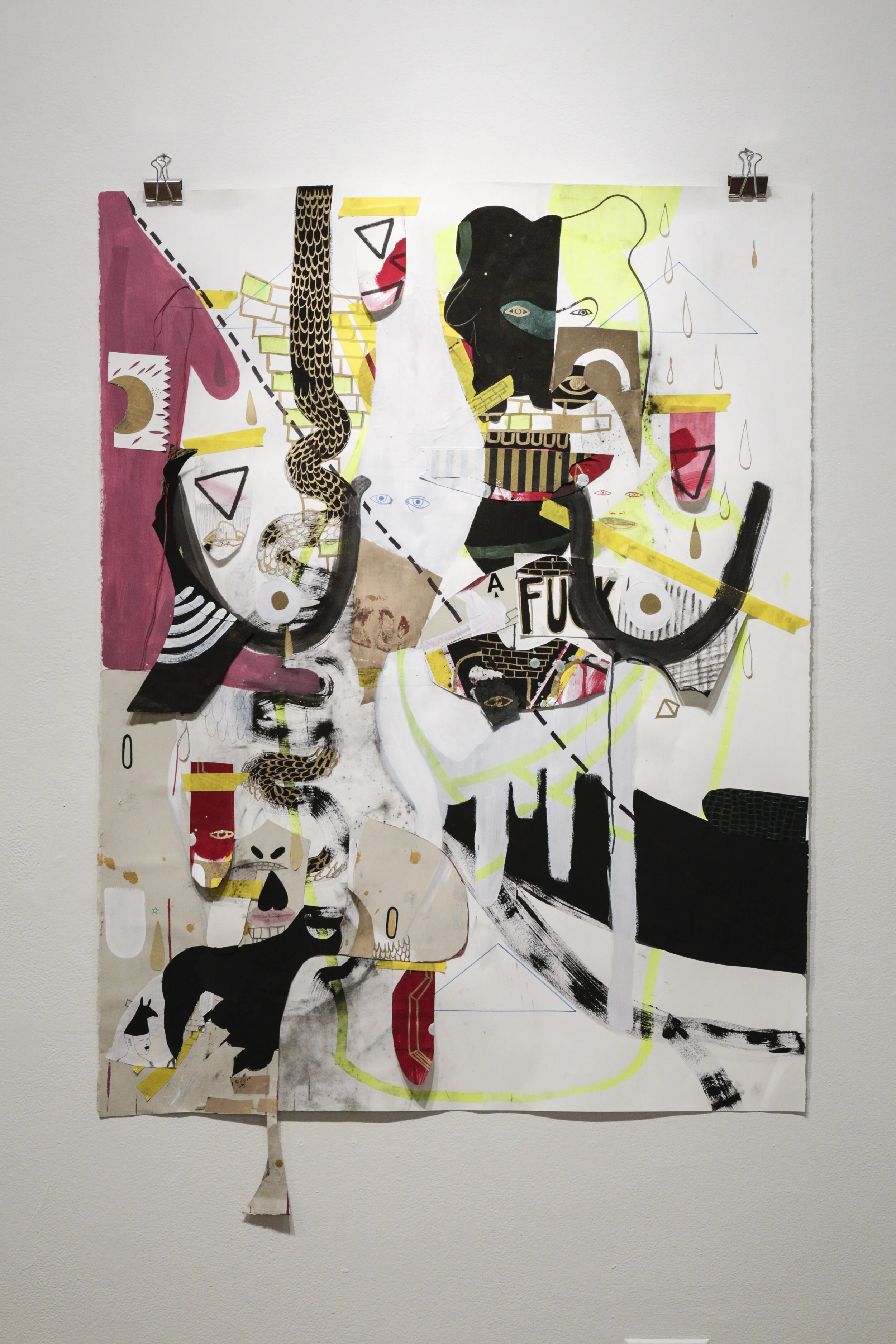  Jackie Milad,  A-Mother  Acrylic, flashe, marker and collage on paper, 50” x 42”, 2018 