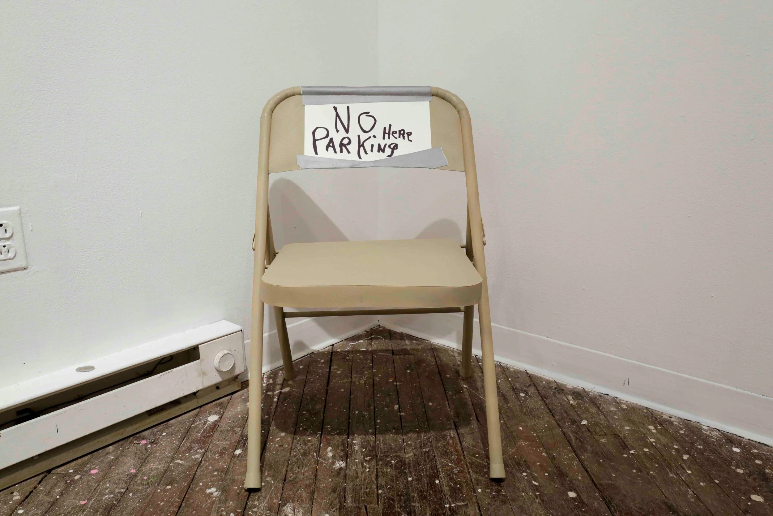 Parking Chair  Acrylic on paper, Sharpie, Collagraph duct tape, 2020