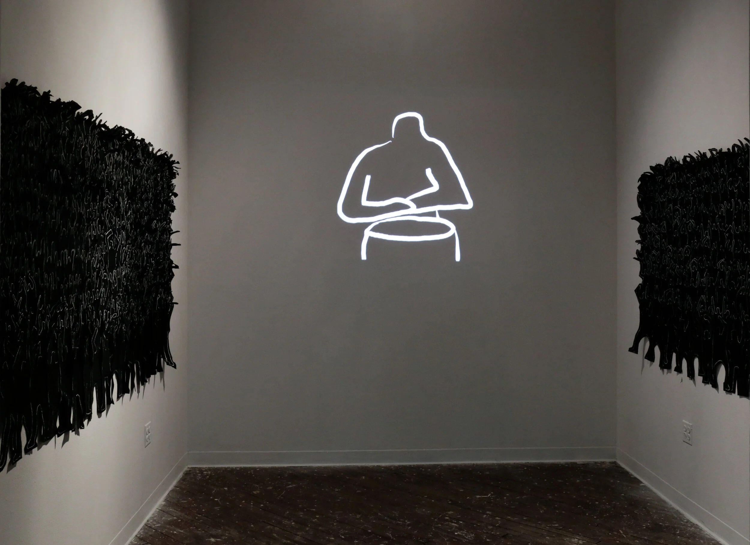   2020 , video installation, cell animation and 2-8’ x 4'’ felt and canvas wall hangings.   