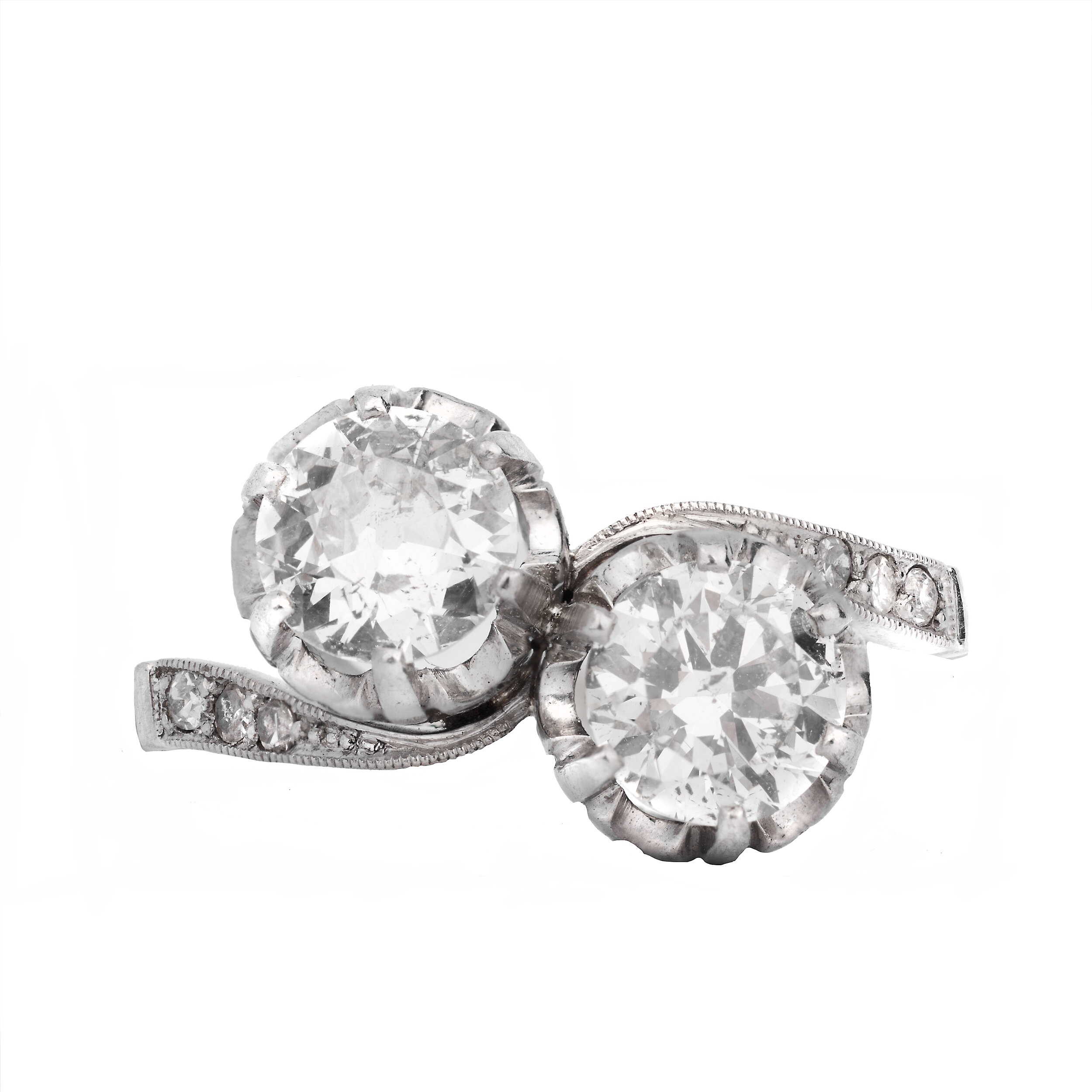 Two Stone Platinum &amp; Diamond Engagement Ring