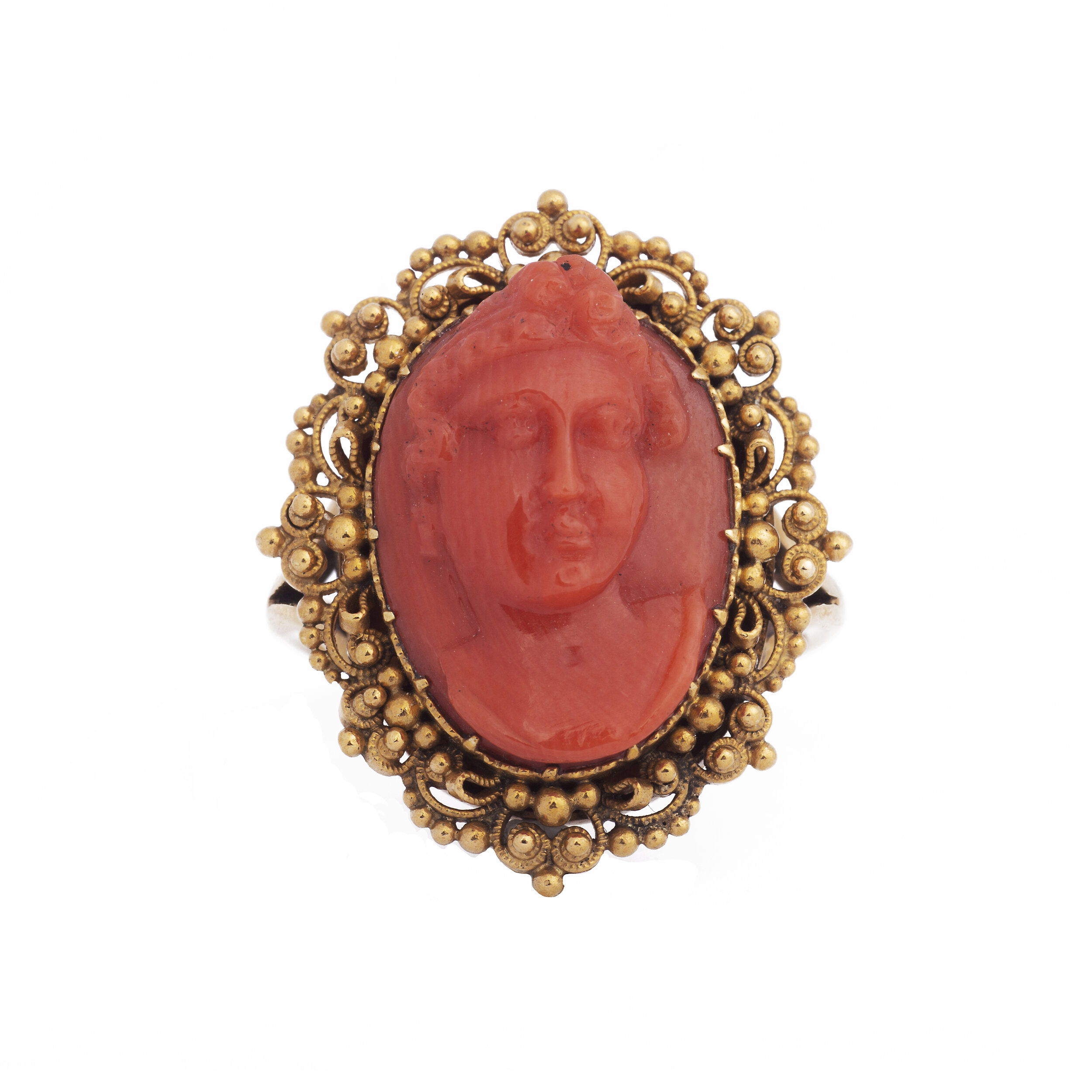 19th Century Spanish 18ct Coral Ring