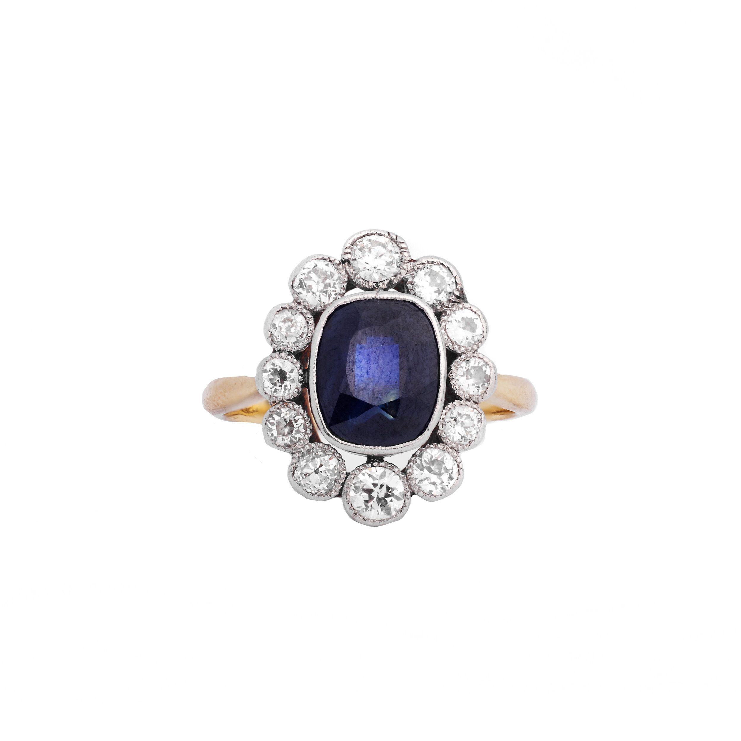 Gold &amp; Platinum, Sapphire &amp; Diamond Ring Circa 1910 