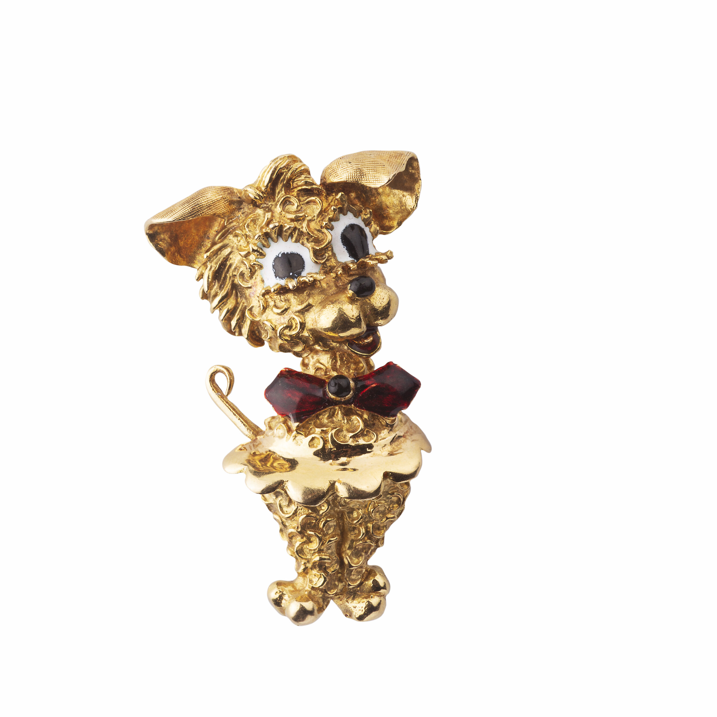 18ct Gold Enamelled Dog Brooch