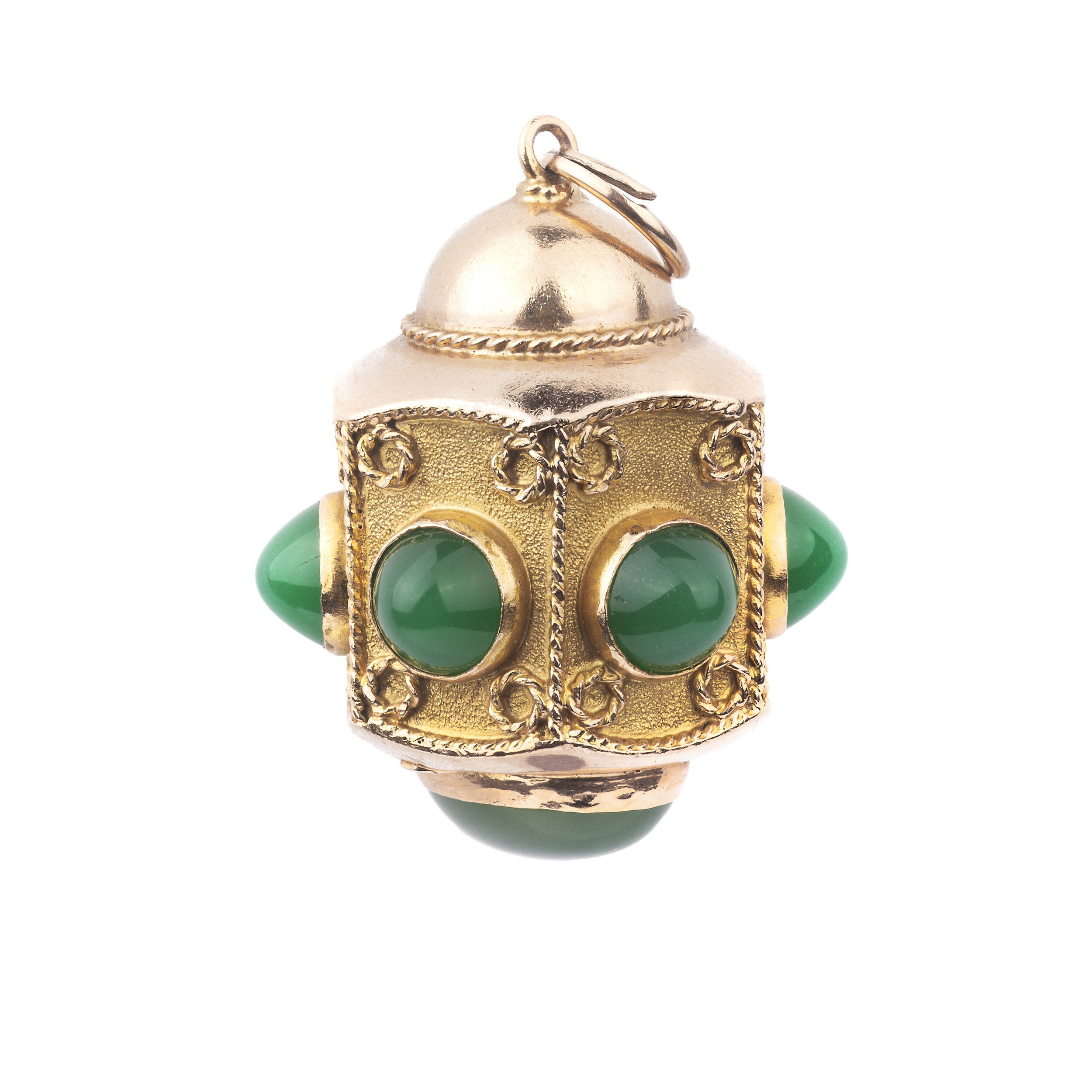Gold and Green Onyx Lantern Pendant
