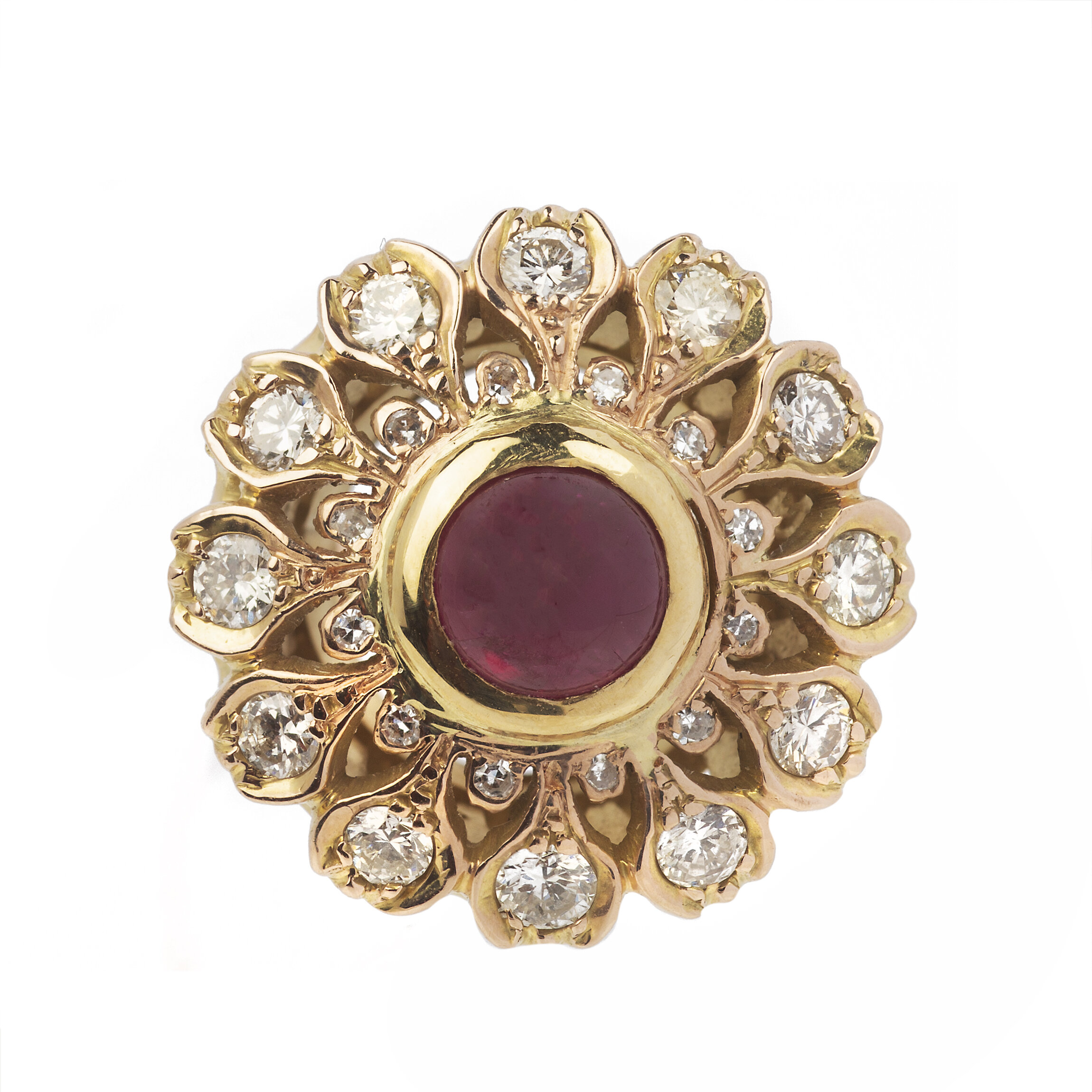 Vintage Gold, Diamond &amp; Ruby Ring
