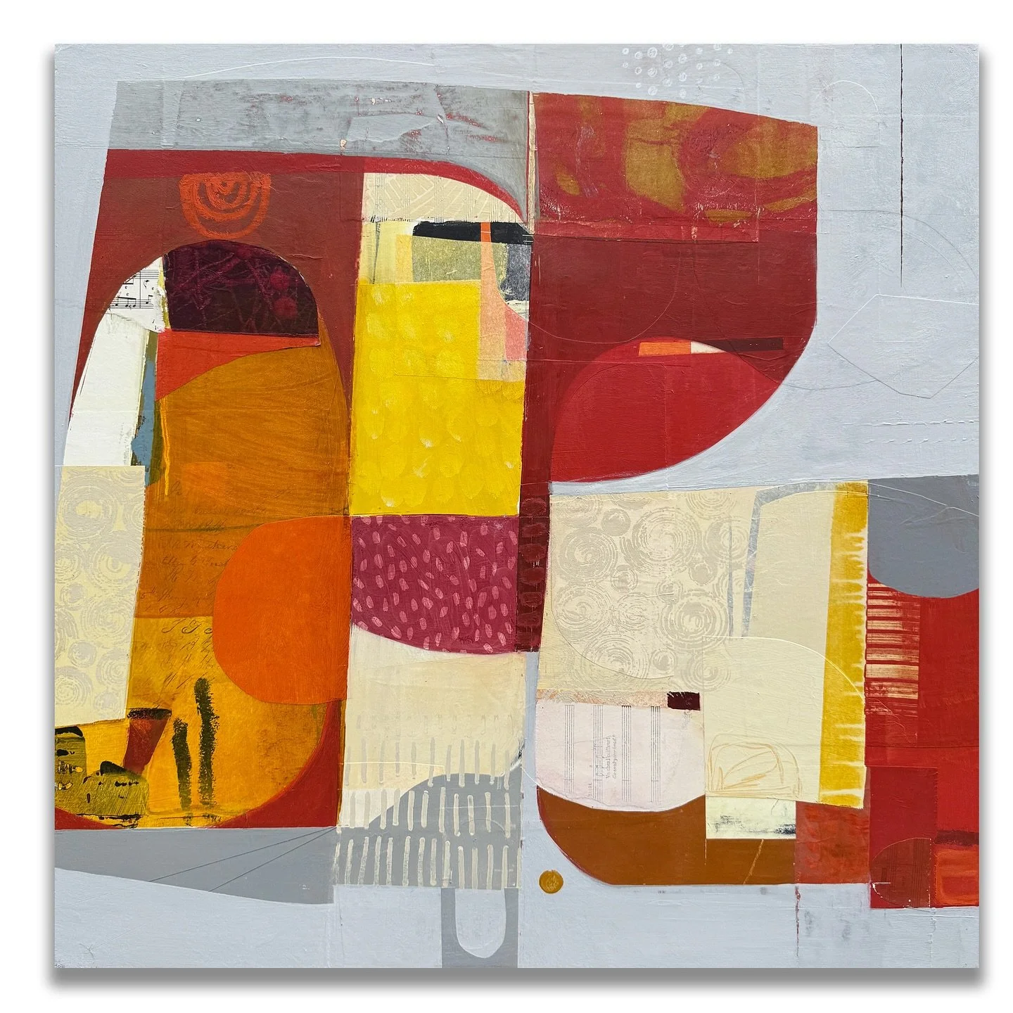 &ldquo;I want to stand as close to the edge as I can without going over. Out on the edge you see all the kinds of things you can&rsquo;t see from the center.&rdquo; -Kurt Vonnegut

Held by the Edges
24&rdquo;x 24&rdquo; acrylic, collage and mixed med