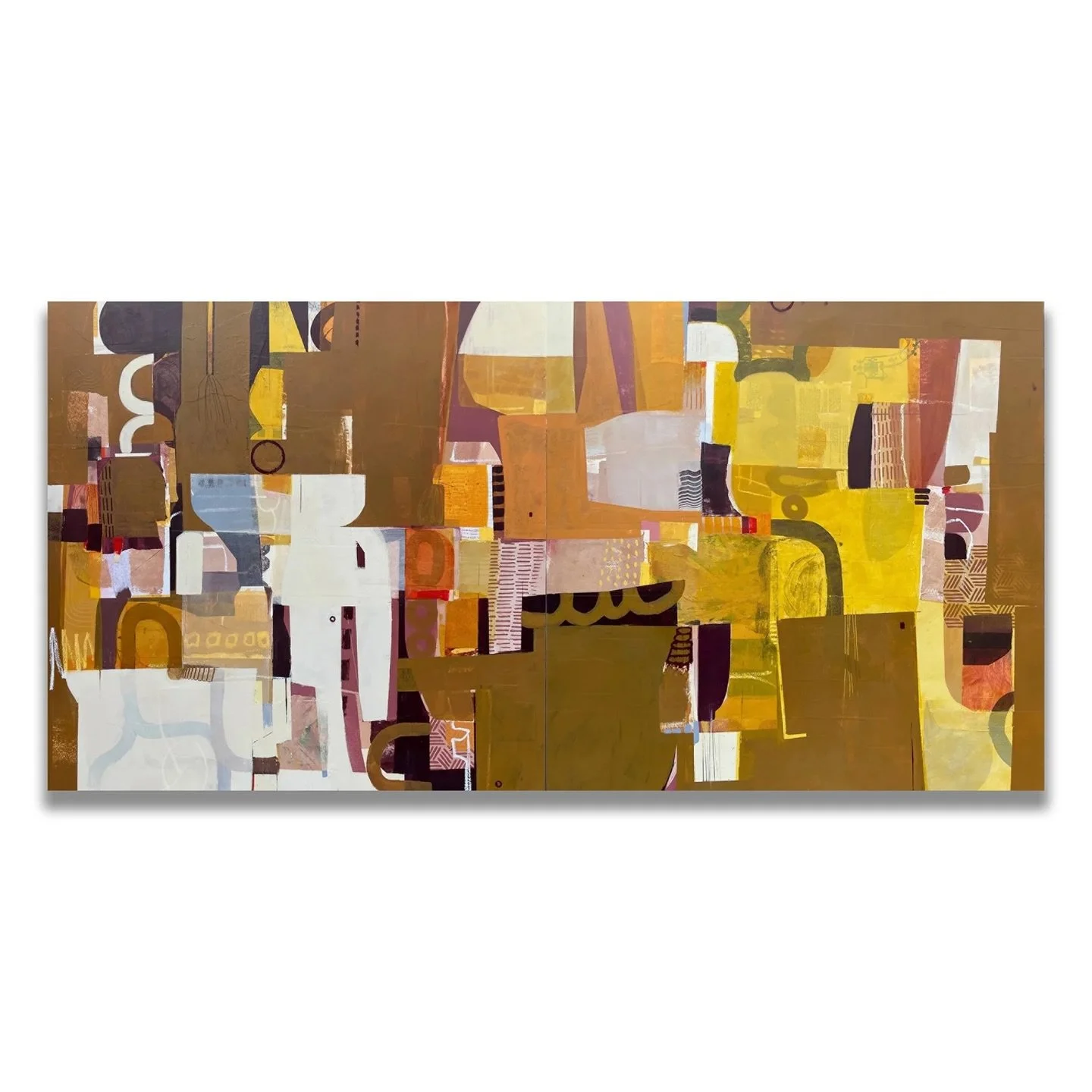 Radiant Antiquity 
48&rdquo;x 96&rdquo; mixed mediums diptych on panels
Currently available @leftbankgalleries #wellfleet 

Interior design, interior designer, mixed media art, contemporary art, abstract mixed media, modern interiors, art for designe