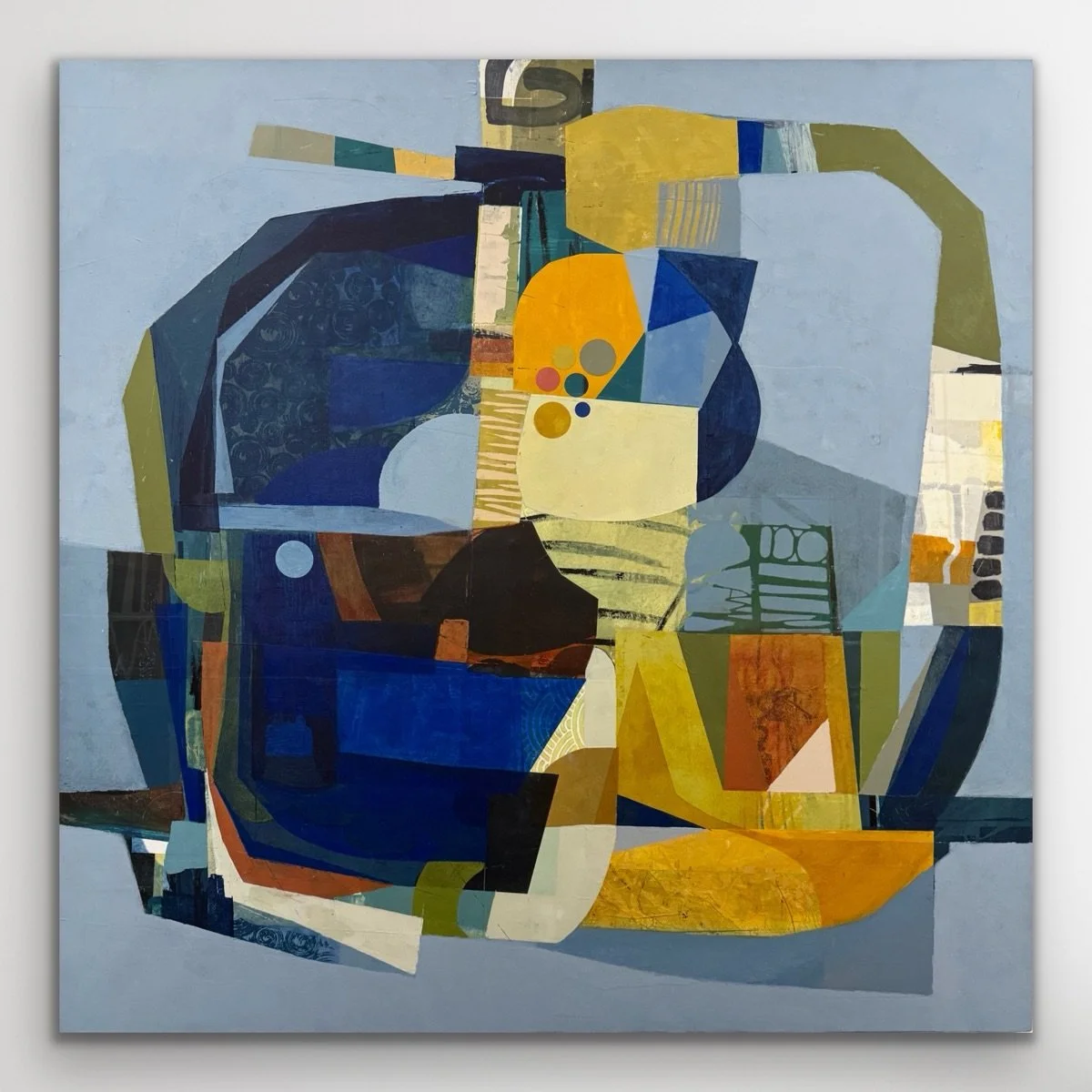 &ldquo;Life beats down and crushes the soul and art reminds you that you have one.&rdquo; - Stella Adler

Blue Notebooks 
40&rdquo;x40&rdquo; acrylic, collage and mixed mediums on canvas/panel

Abstract, Art consultants, corporate art buyers, need co