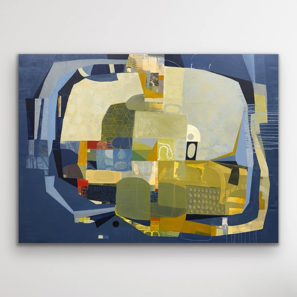 Hypnotized 
44&rdquo;x 60&rdquo; acrylic, collage and mixed mediums on canvas 

&ldquo;Because there&rsquo;s no explaining 
What your imagination can make you see and feel&rdquo;

Contemporary Abstract, art consulting, art collector, corporate art co