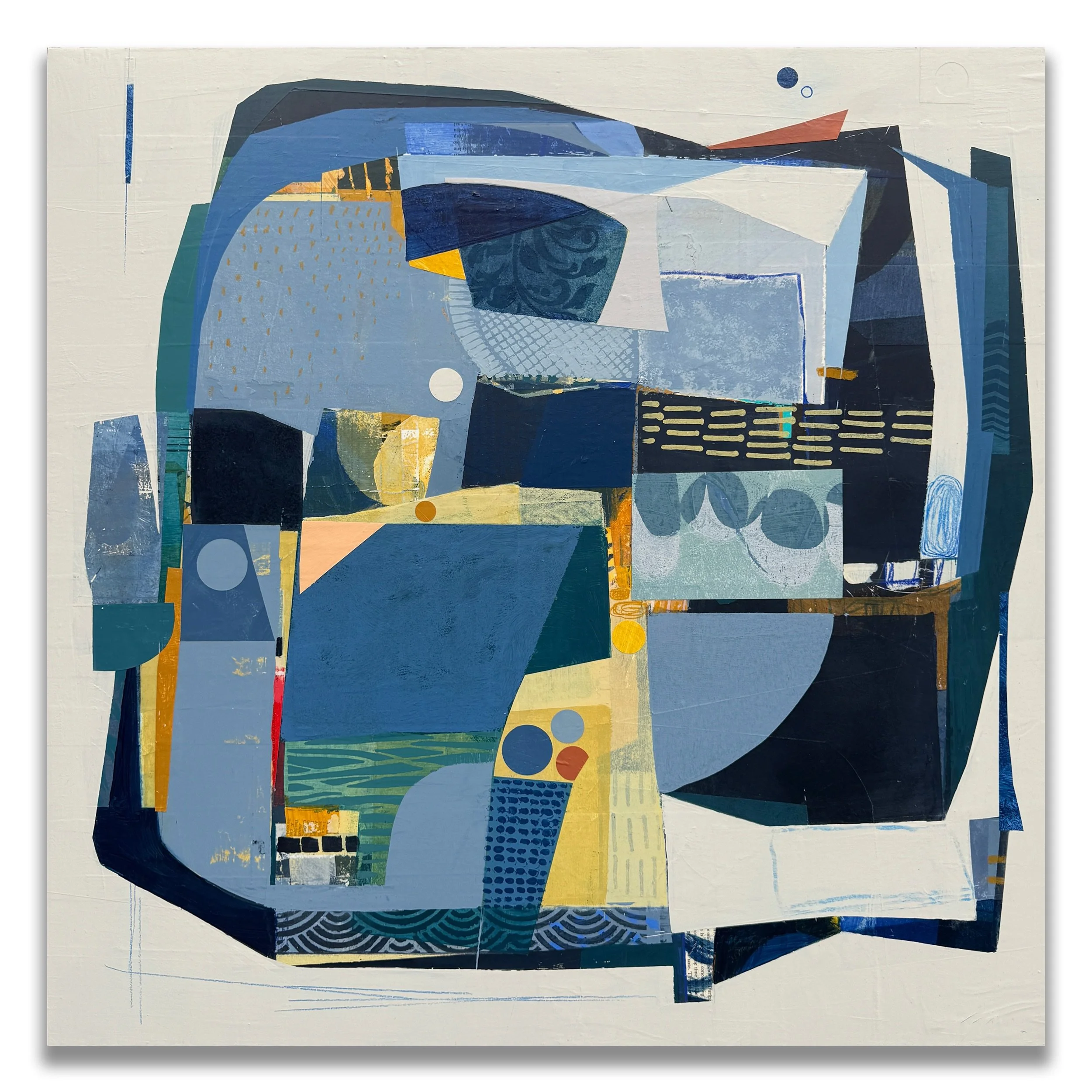 Enveloped
30&rdquo;x30&rdquo; acrylic,collage and mixed mediums on panel 

Cool soft blues for hot summer days. On view and available @julesplacegallery #Boston

Lime to add this one to your collection? DM for further information and to be connected 