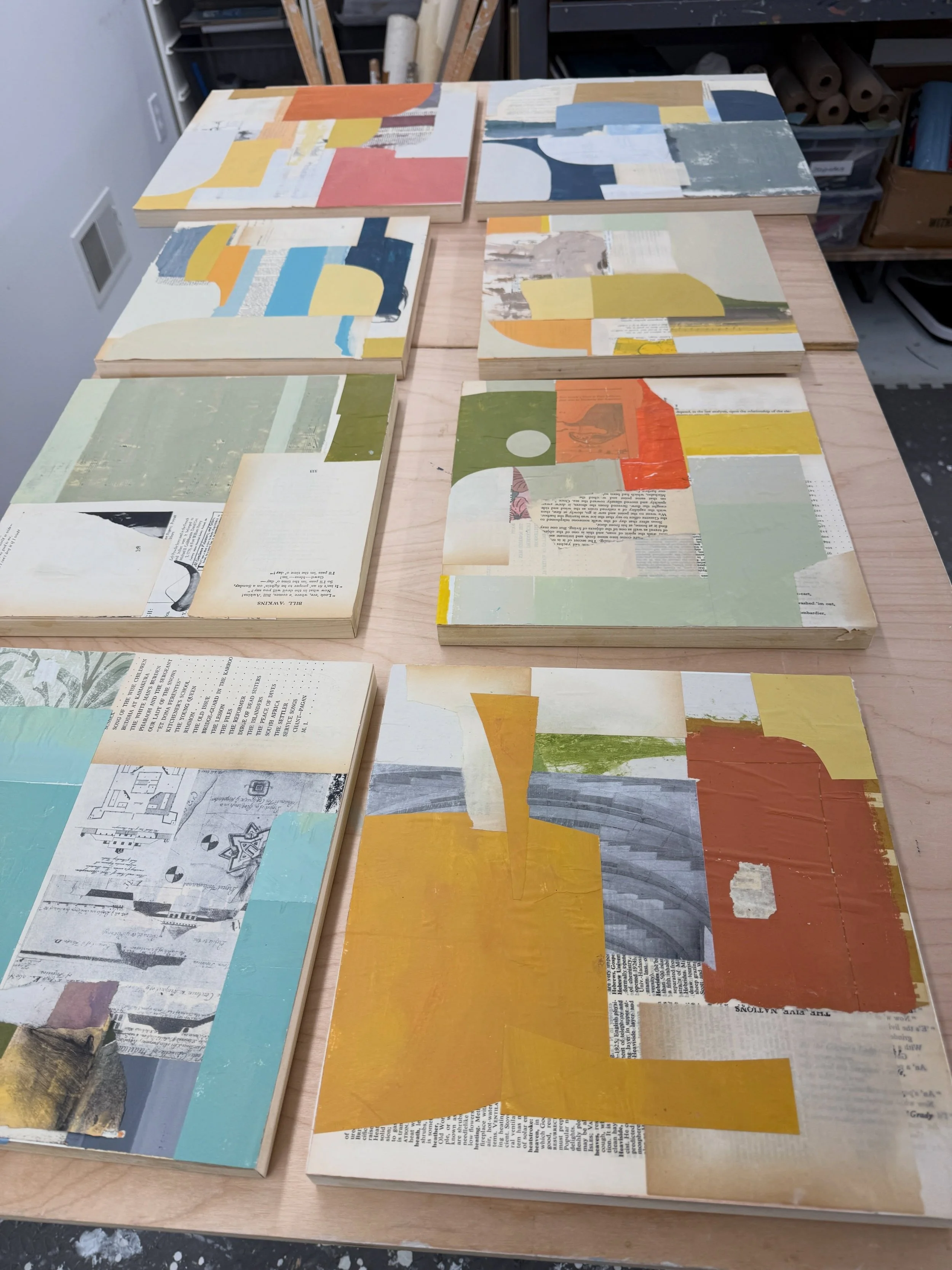 Studio. Collage layers. Fresh starts. #grateful #deborahtcolter