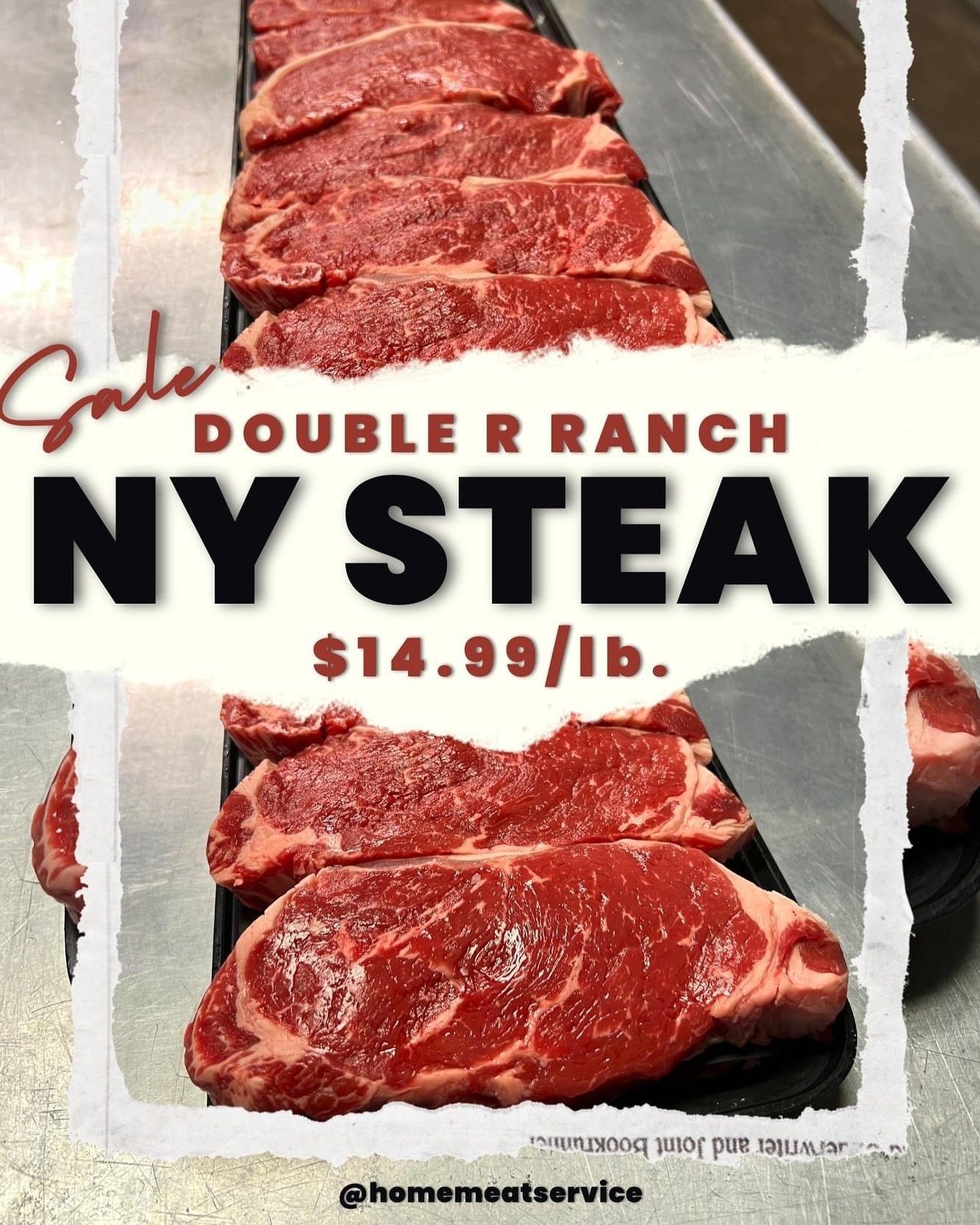 🥩🔥 Sizzling Steaks, Savory Savings! 🍽️

This week only, get your hands on premium 𝗗𝗼𝘂𝗯𝗹𝗲 𝗥 𝗥𝗮𝗻𝗰𝗵 𝗡𝗬 𝗦𝘁𝗲𝗮𝗸𝘀 𝗳𝗼𝗿 𝗷𝘂𝘀𝘁 $𝟭𝟰.𝟵𝟵/𝗹𝗯! 🎉 Fire up the grill and treat yourself to a restaurant-worthy steak night at home! 🏠 