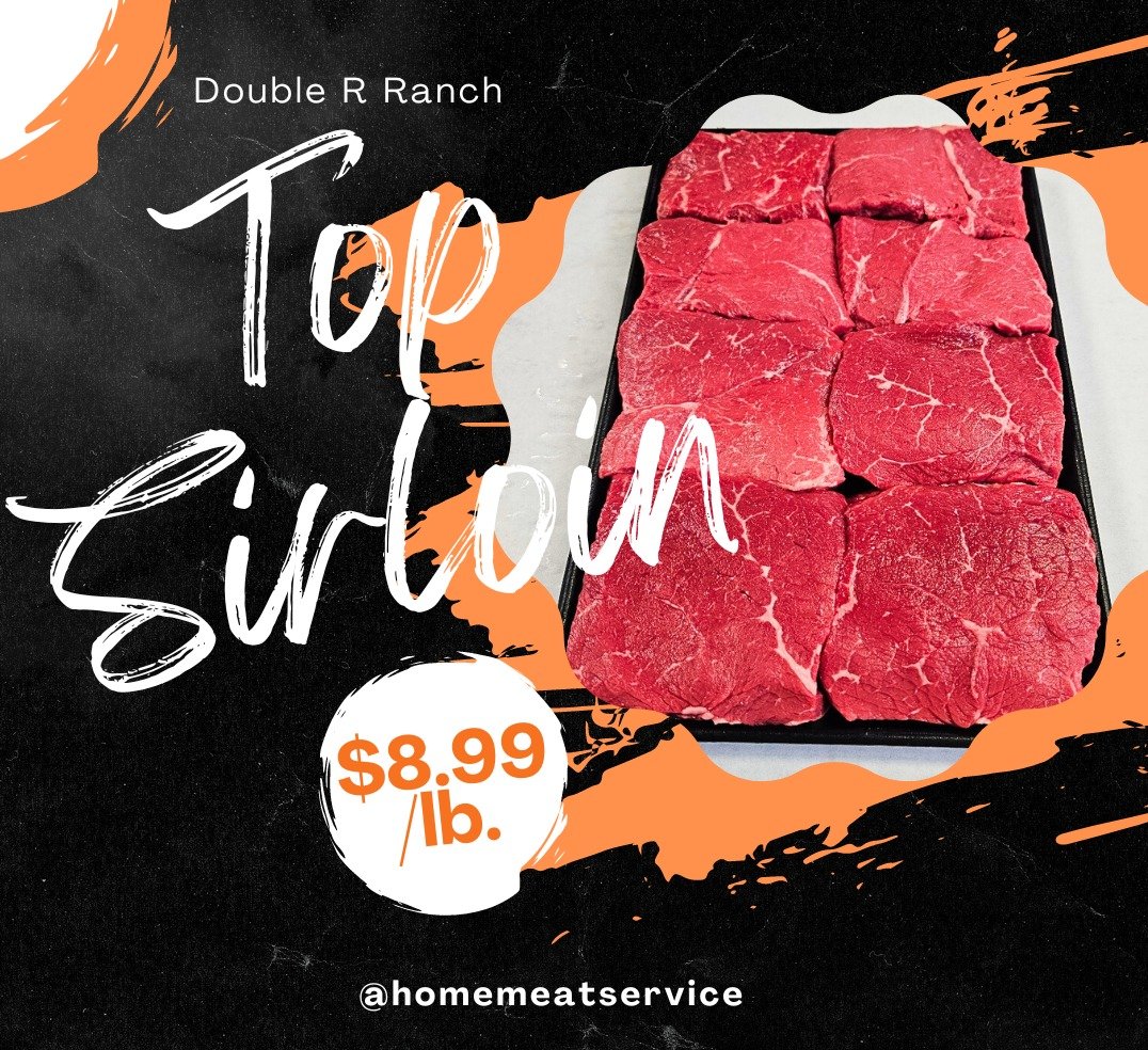 🔥 Sizzling Deal Alert! 🔥 𝗗𝗼𝘂𝗯𝗹𝗲 𝗥 𝗧𝗼𝗽 𝗦𝗶𝗿𝗹𝗼𝗶𝗻 𝗢𝗻𝗹𝘆 $𝟴.𝟵𝟵/𝗹𝗯.🥩Get ready to grill like a champion! 🏆 

This week only, score a fantastic deal on our Double R Top Sirloin Steaks - just $8.99/lb.! 🛒 (While supplies last, no