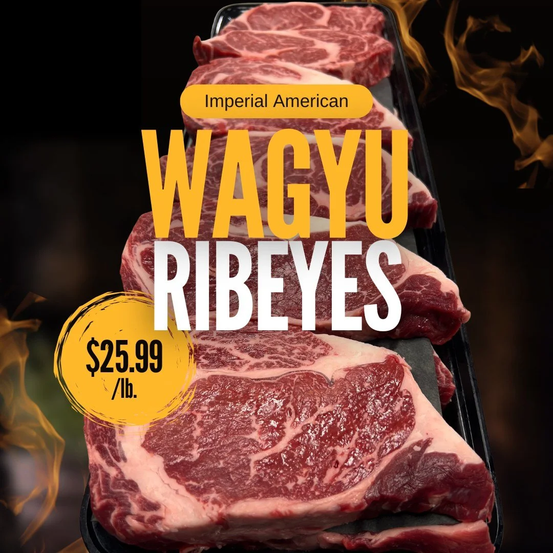 𝗧𝗿𝗲𝗮𝘁 𝘆𝗼𝘂𝗿𝘀𝗲𝗹𝗳 𝘁𝗼 𝘁𝗵𝗲 𝗯𝗲𝘀𝘁 𝘁𝗵𝗶𝘀 𝘄𝗲𝗲𝗸𝗲𝗻𝗱!🥩 We&rsquo;ve secured a limited supply of Imperial Wagyu Beef Ribeyes. Combining buttery marbling with robust beefy flavor, these steaks are exceptionally tender and perfect fo