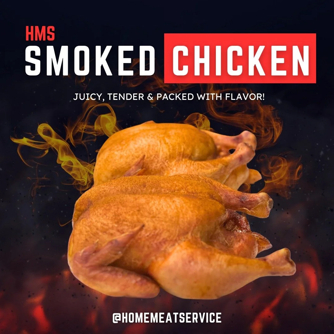 🍗 Dinner is solved! Our 𝗛𝗼𝘂𝘀𝗲-𝗦𝗺𝗼𝗸𝗲𝗱 𝗪𝗵𝗼𝗹𝗲 𝗖𝗵𝗶𝗰𝗸𝗲𝗻𝘀 are back and ready for your table. We take fresh poultry and slow-smoke them until they are perfectly tender and infused with that deep, smoky flavor you can&rsquo;t get fro