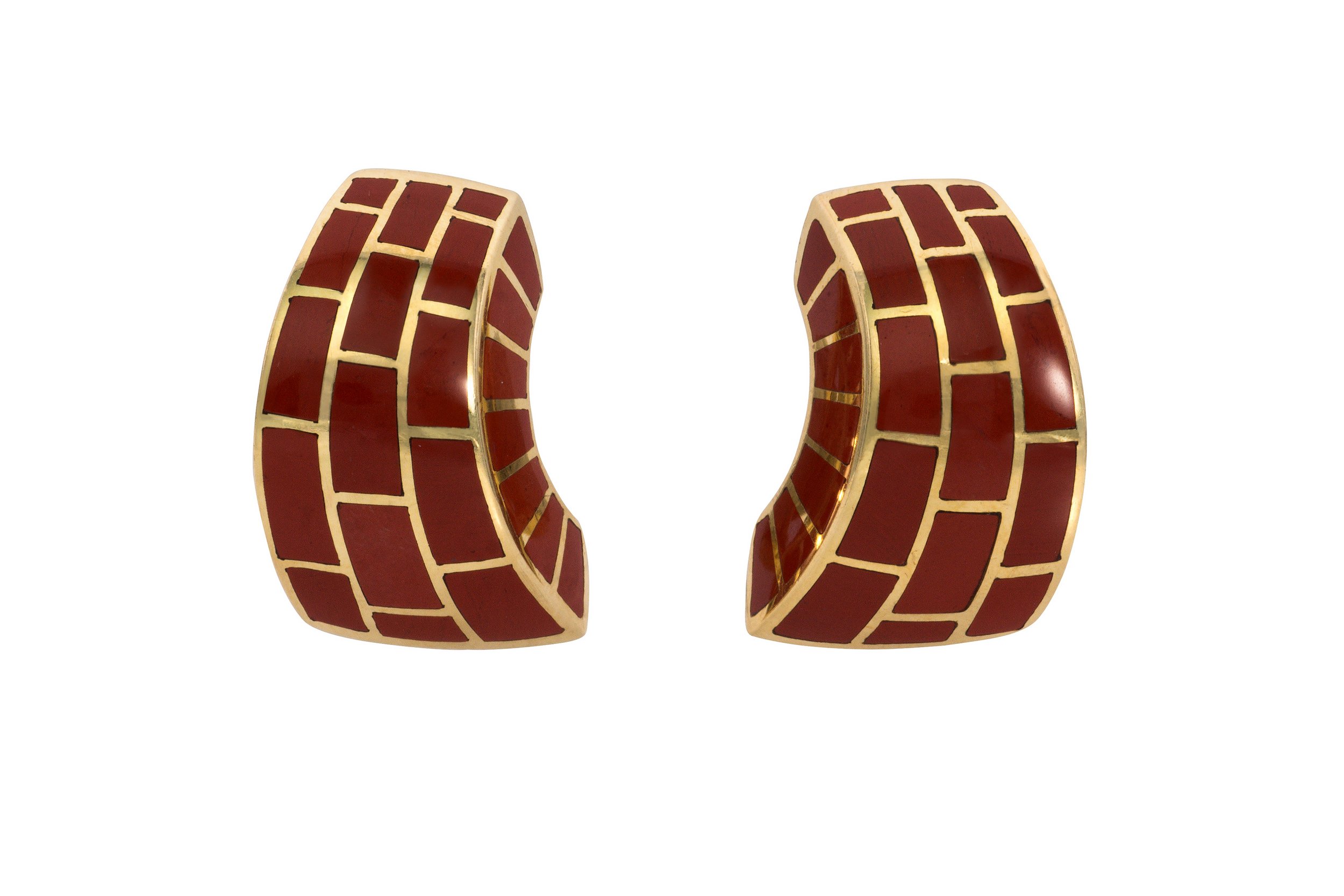 Angela Cummings Jasper Inlay Gold Earrings