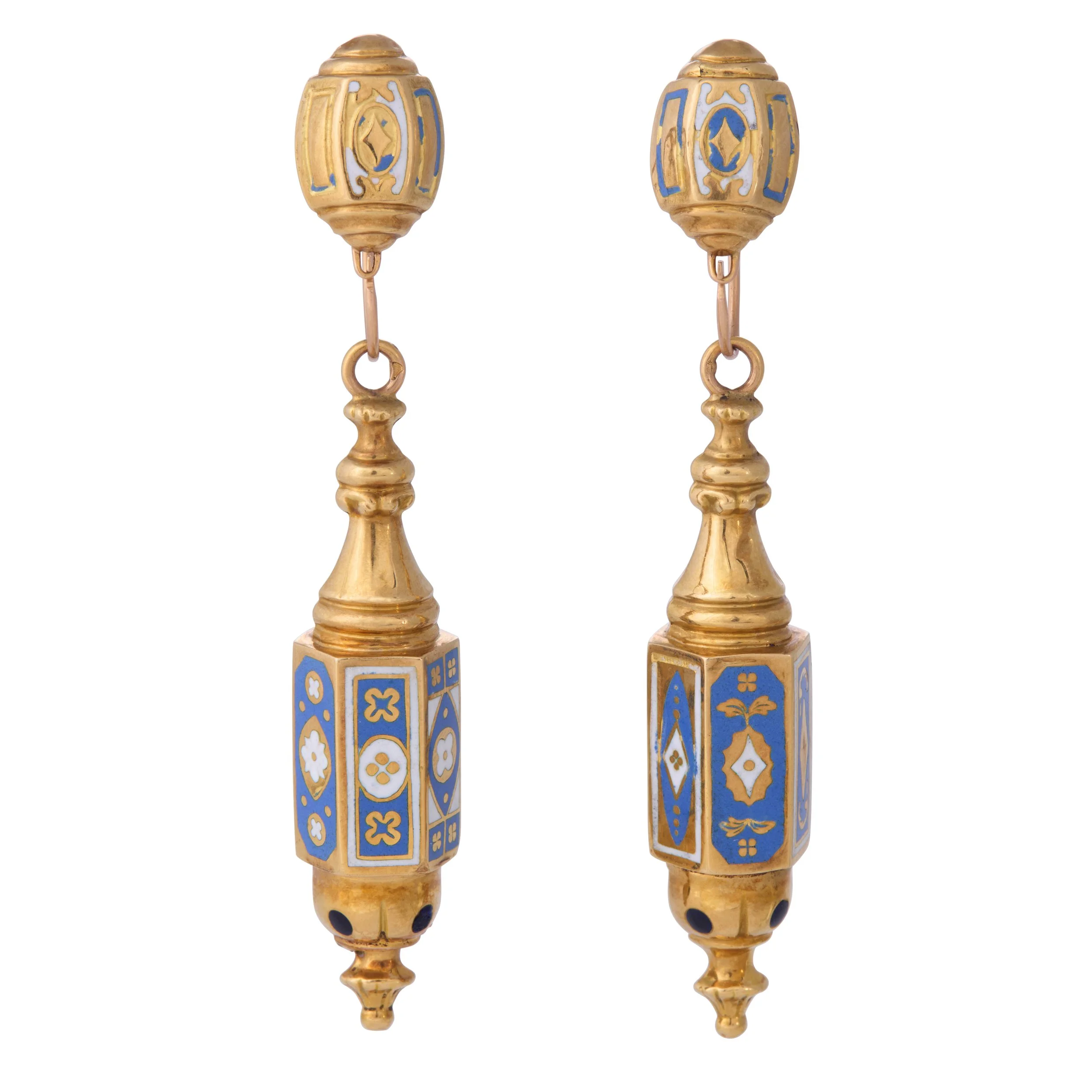 Enamel and 18K Gold Earrings, c. 1860