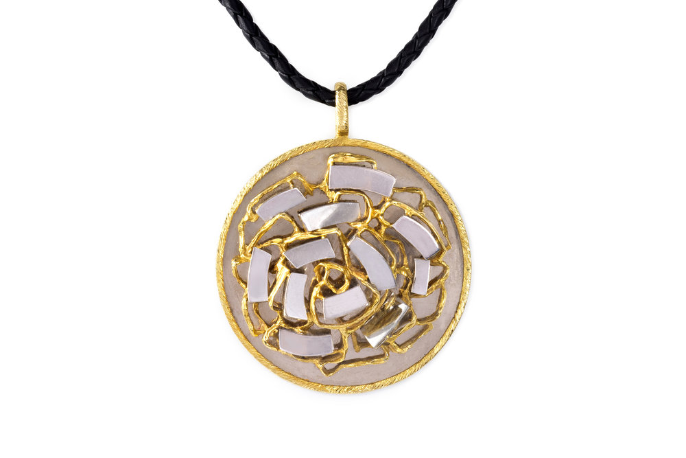 Kutchinsky Mirror Finish 18K Yellow and White Gold Abstract Pendant