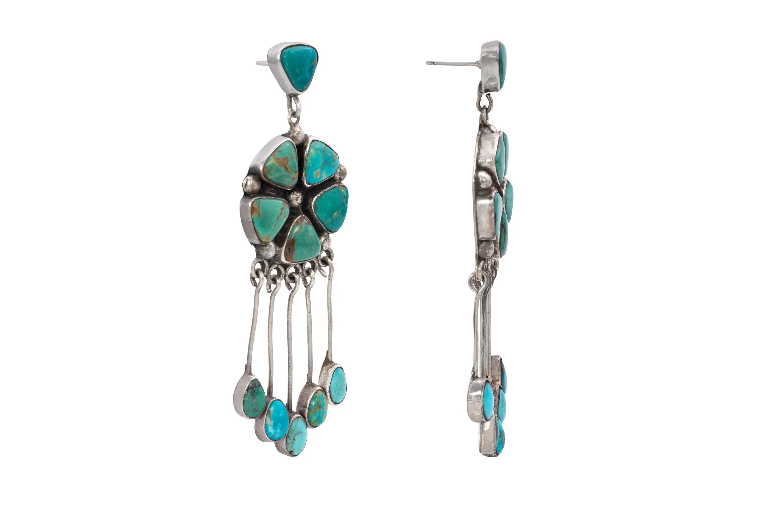 Turquoise and Silver Dangle Earrings
