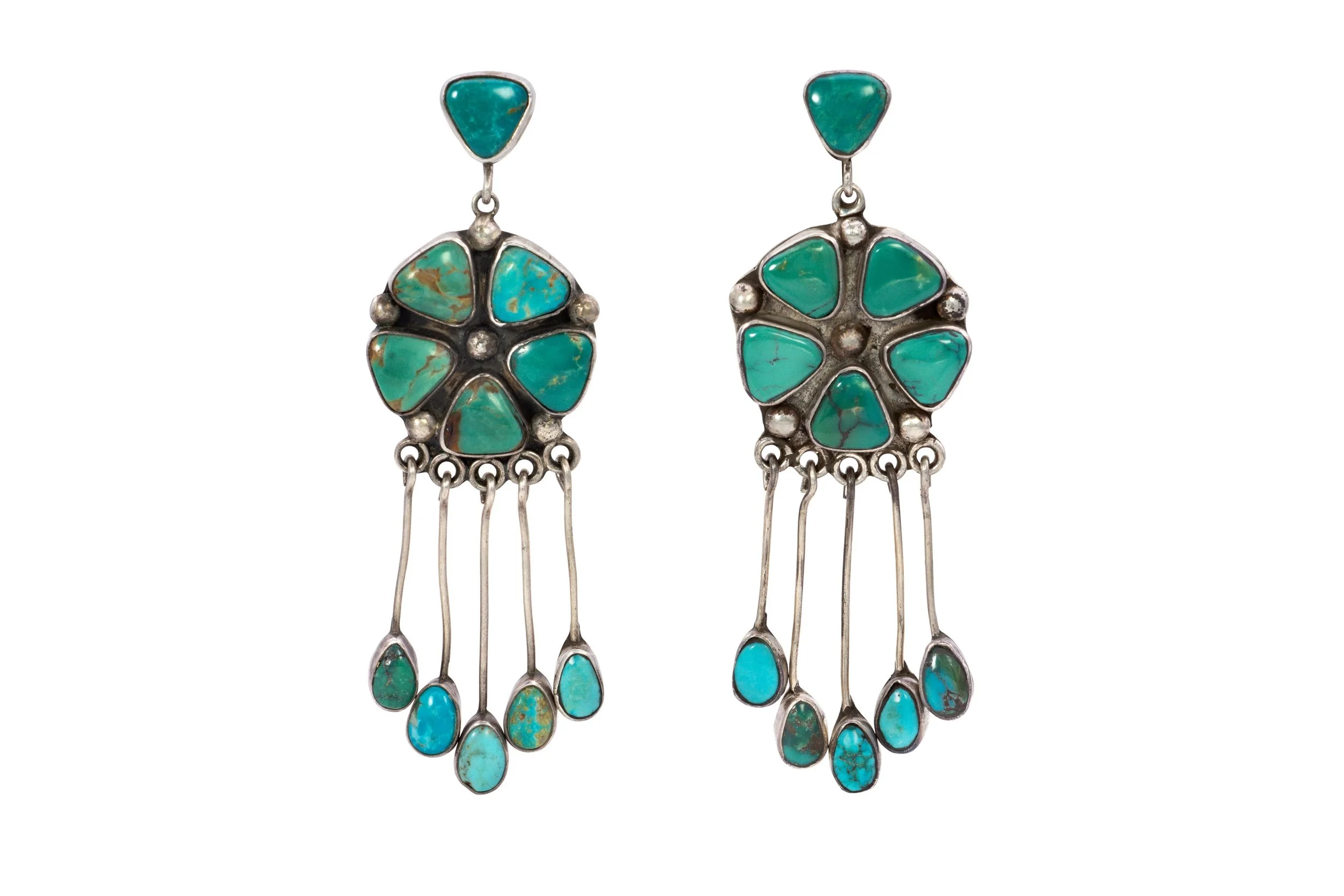 Turquoise, Sterling Silver Dangle Earrings