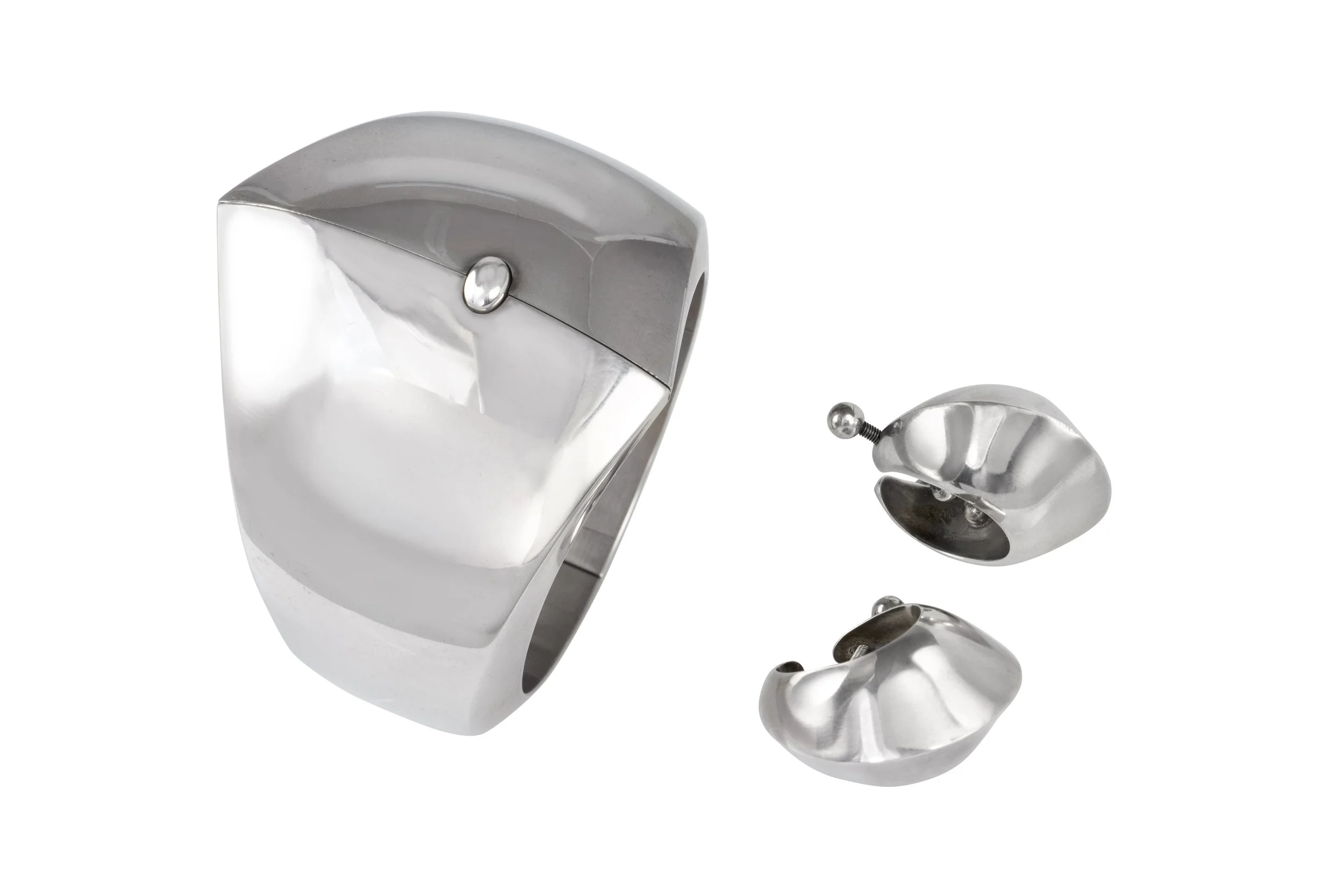 Georg Jensen by Nanna Ditzel Sterling Silver Earring and Cuff Set, 1960s