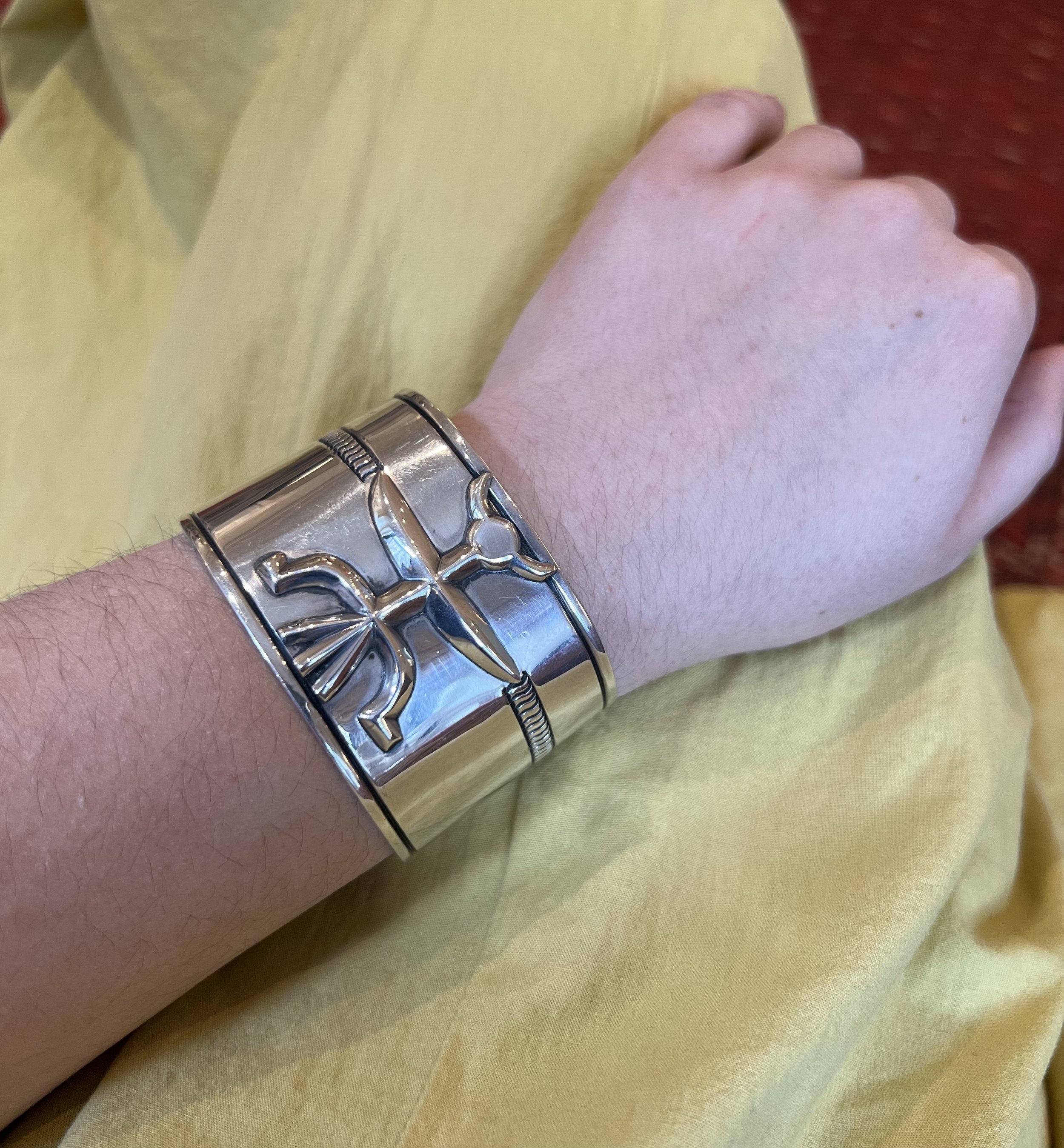 Cast knifewing sterling silver bracelet circa 1950