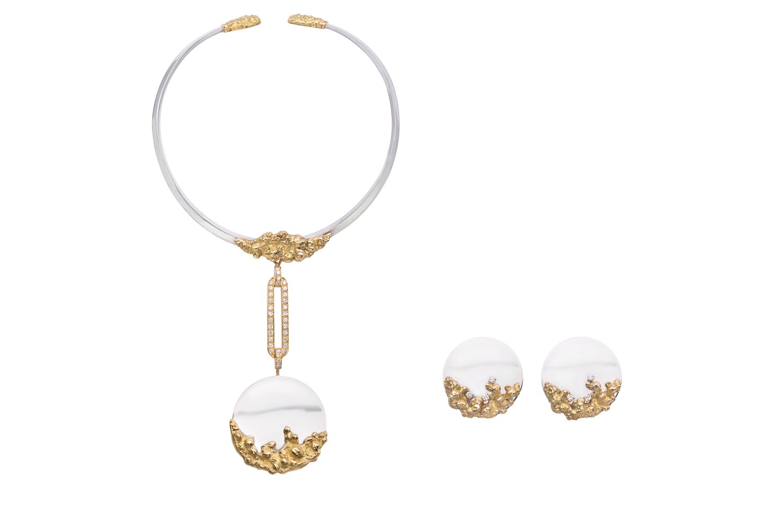 Chaumet Diamond and Mirror-Finish 18k Gold Necklace and Earring Set, circa  1970 — Mahnaz Collection