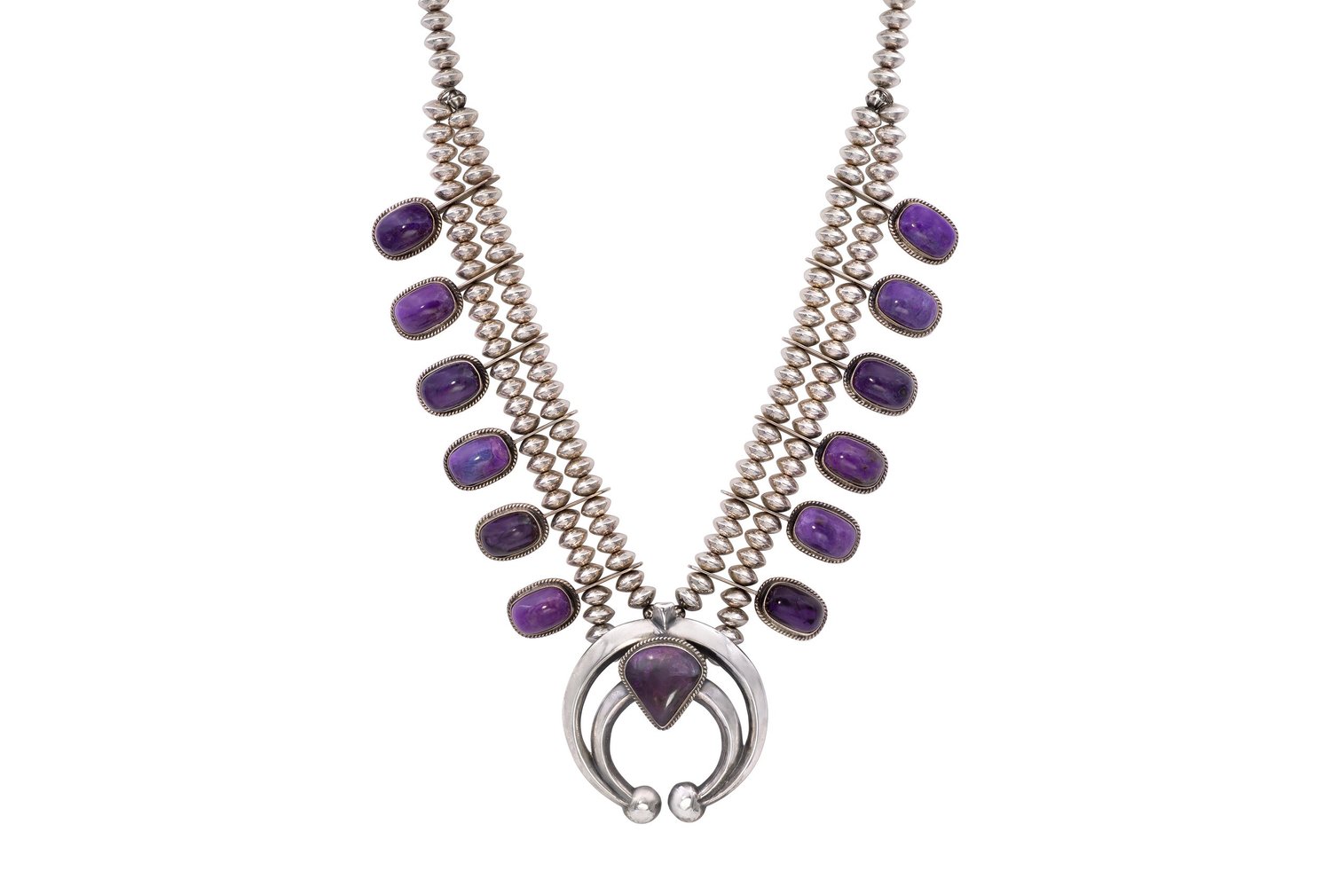 Carol and Wilson Begay Sugilite and Sterling Silver Beaded Squash 