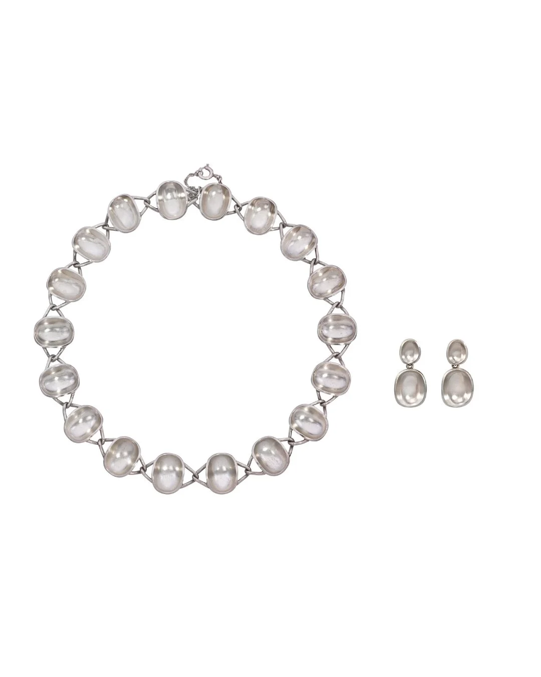 Sigurd Persson for Stigbert Sterling Silver “Bowl” Necklace and Earrings Set. 1954-55