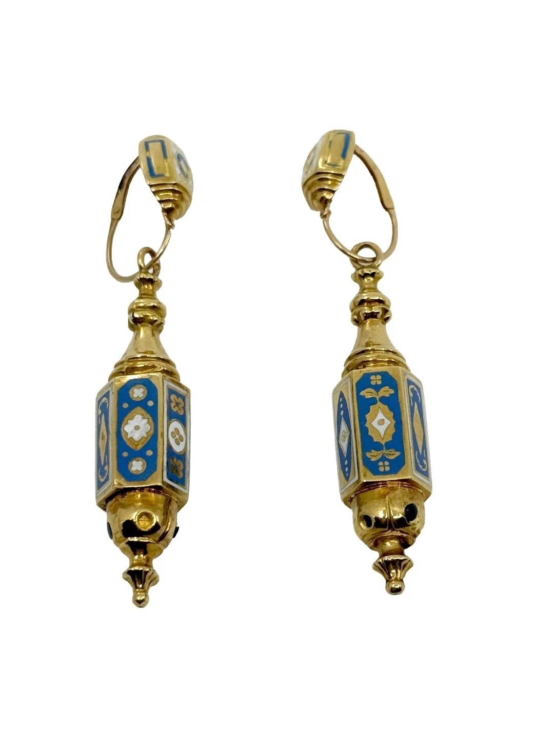 Enamel and 18K Gold Earrings, c. 1860