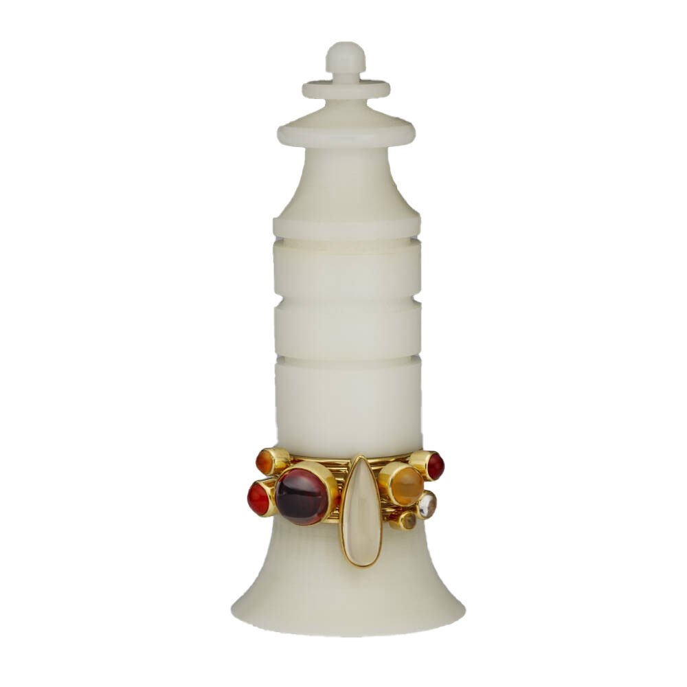 Wendy Ramshaw Moonstone, Garnet, Carnelian, and 18K Gold Stacking Rings